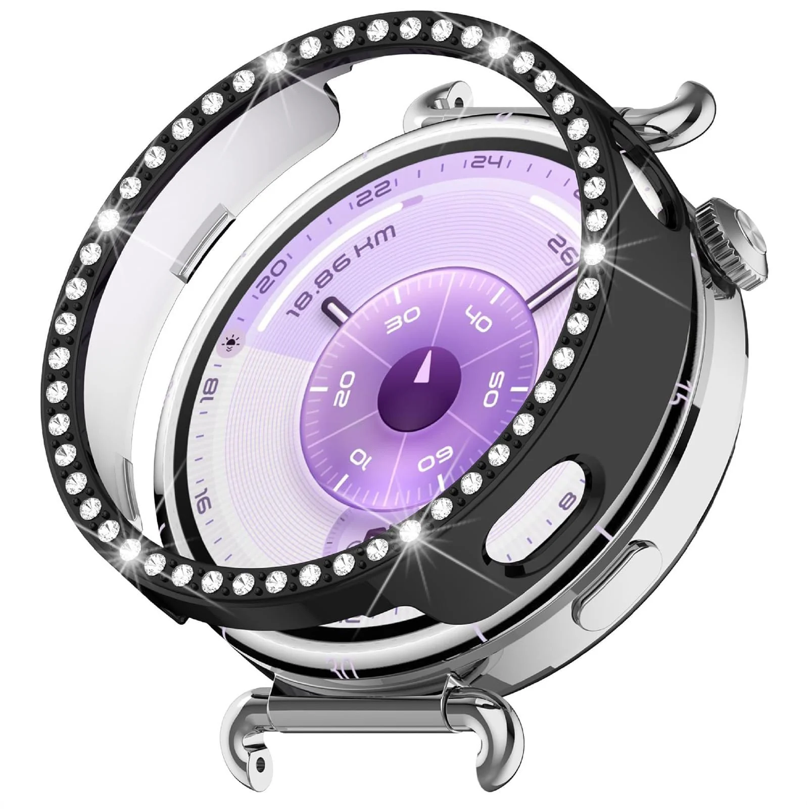 DL3 Mobilak Bling Case for Huawei Watch GT6 41MM, Slim Hard PC Frame Cover with Crystal Diamond Bumper Design (Without Screen Protector), Protective Case for Women and Girls for GT 6 41 mm - Black