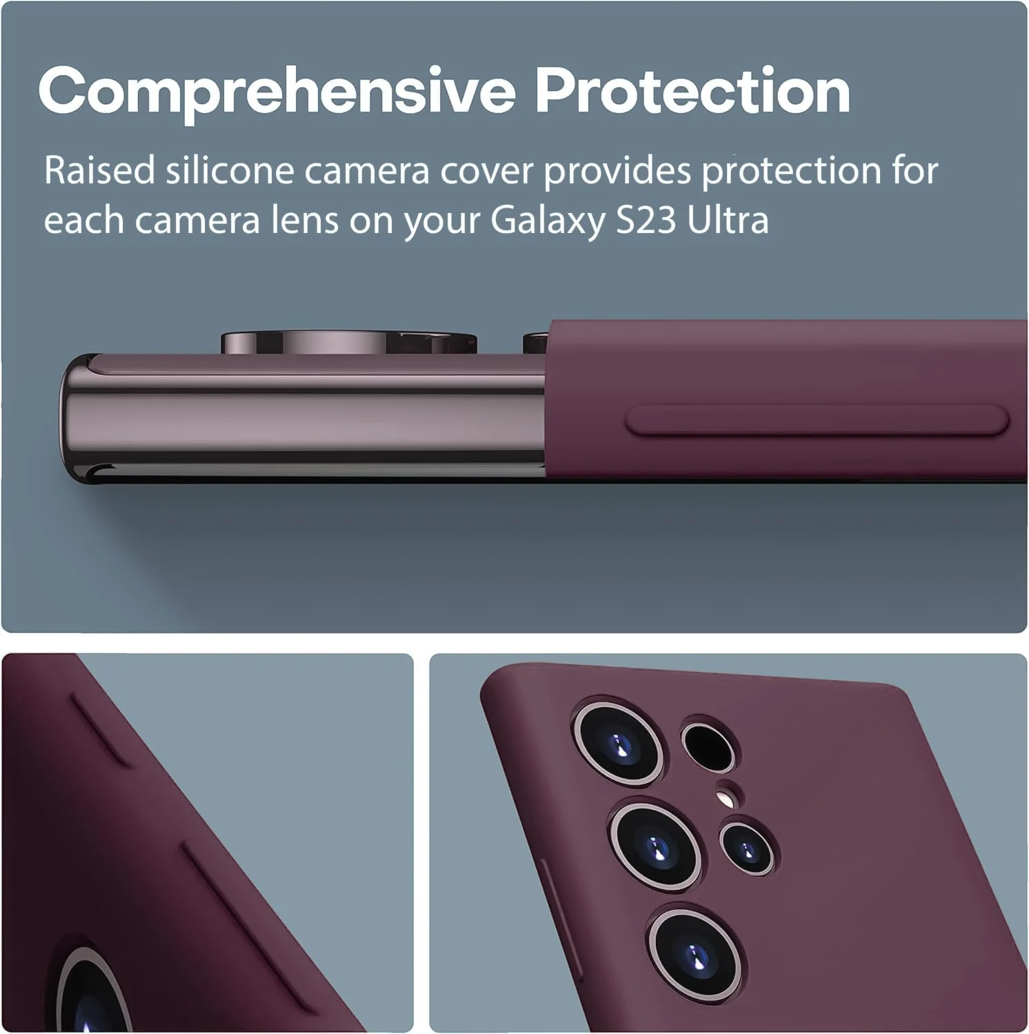 DL3 Mobilak Soft Silicone Protective Case for Samsung Galaxy S22 Ultra 5G with Microfiber Lining and Shockproof Design - Wine Red