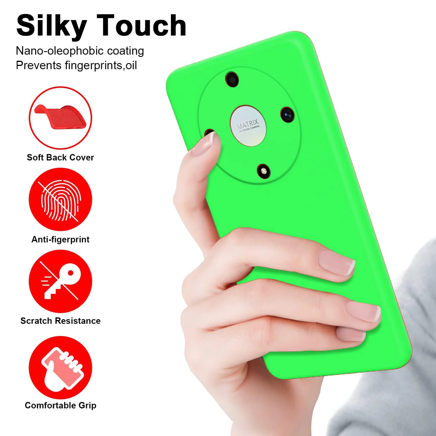 DL3 Mobilak Silicone Protective Case for Honor X9b, Shock-absorbing protection, Scratch-resistant surface, Soft microfiber lining - Neon Green