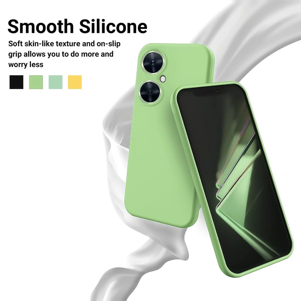 DL3 Mobilak Soft Silicone Protective Case for Huawei nova 11i with Microfiber Lining and Shockproof Design - Light Green