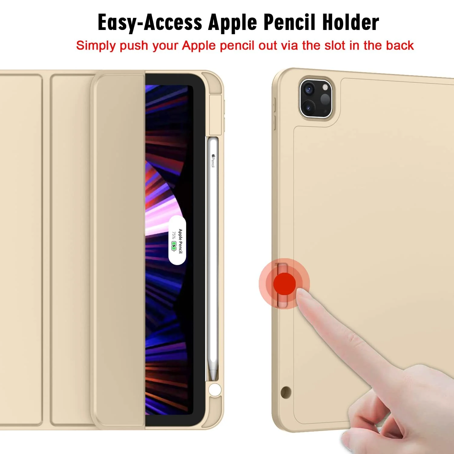 DL3 Mobilak Smart Case for Xiaomi Pad 5 / Mi Pad 5 Pro 11.0 inch 2021 with Pencil Holder, Soft TPU Smart Stand Back Cover Auto Wake/Sleep Feature - Gold