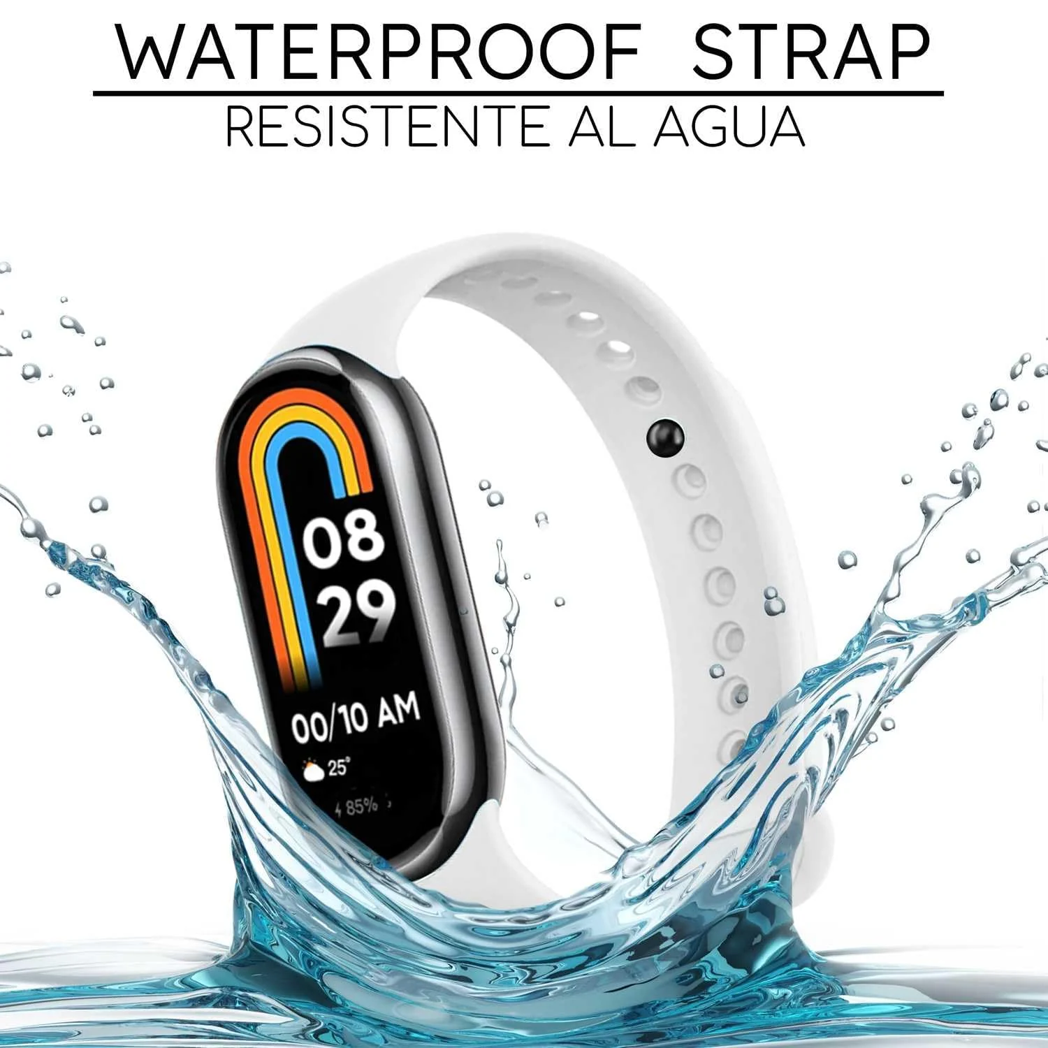 DL3 Mobilak Band Compatible with Xiaomi Mi Band 10/9/8 Replacement Strap, Silicone Skin-Friendly Wrist Strap Adjustable Sports Wristbands for Women Men Xiaomi Smart Band 8/9/10 - White