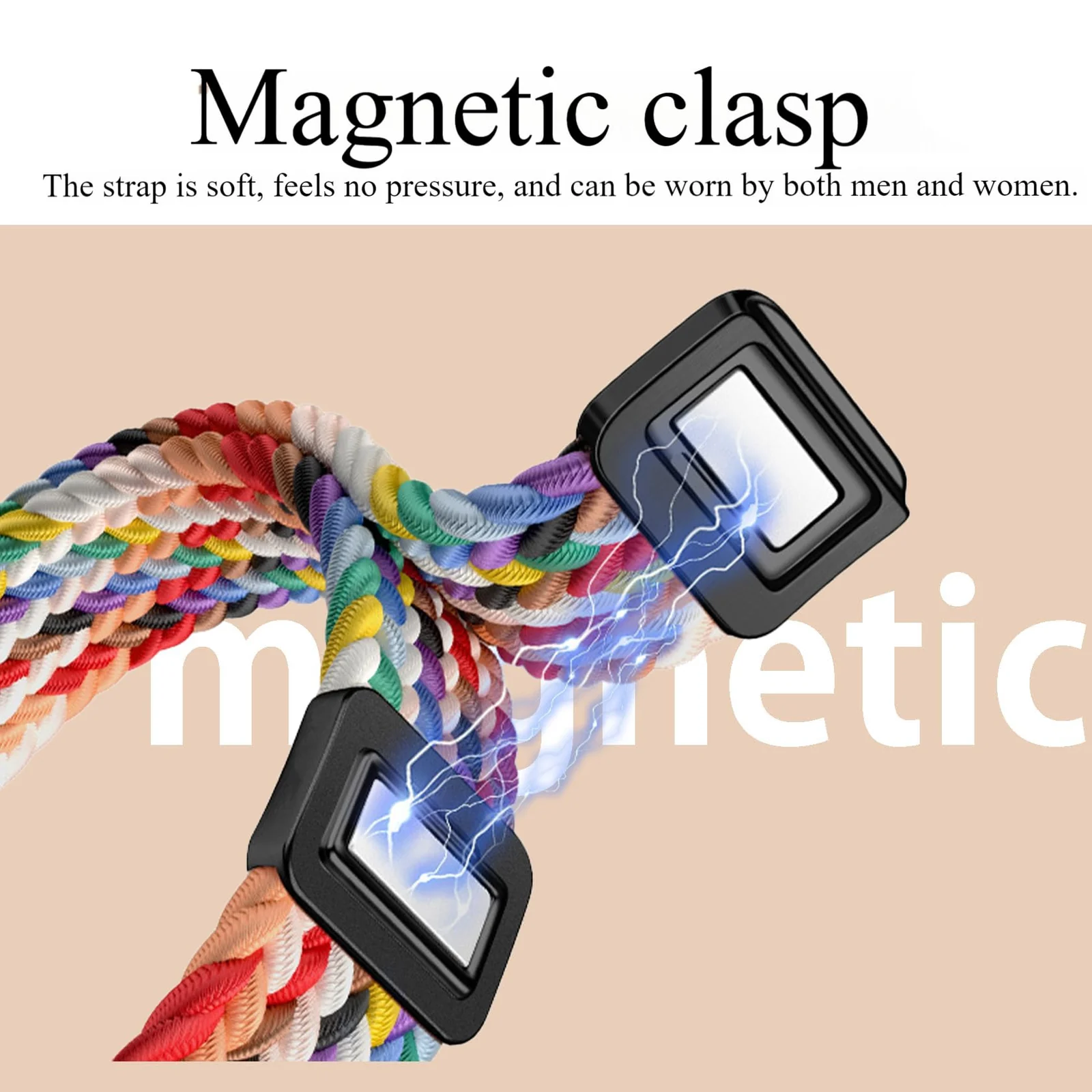 DL3 Mobilak Braided Strap for Huawei Band 9/Huawei Band 8 for Men Women, Adjustable Nylon Sport Elastic Loop Band with Magnetic Clasp for Huawei Band 9/Huawei Band 8 Smartband - Black