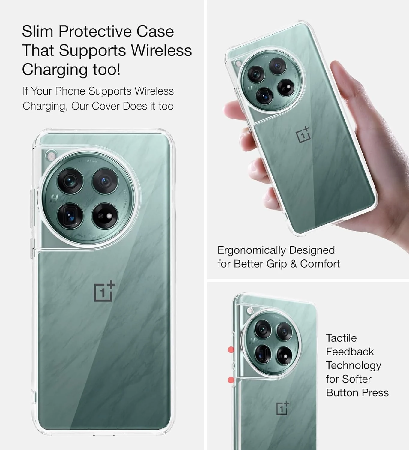 DL3 Mobilak Case Compatible with OnePlus 12 5G Case Crystal Soft TPU Gel Case Flexible Silicone Anti-Scratch Camera Protection TPU Cover - Clear