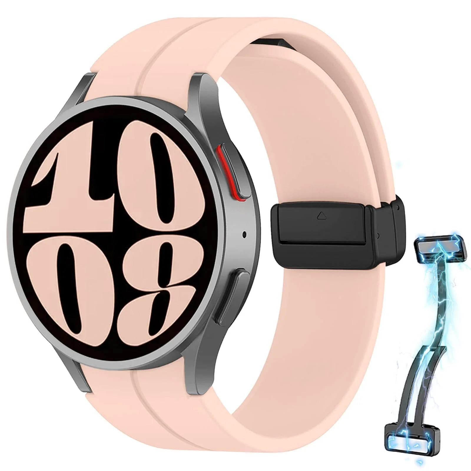 DL3 Mobilak 22MM Silicone Band Magnetic Clasp Strap For Xiaomi Redmi Watch 5 Active/5 Lite/Compatible with Samsung Galaxy Watch 46mm/Watch 3 45mm/Gear S3/Huawei watch (GT6 GT5 GT4 GT3 GT2 GT - Pink