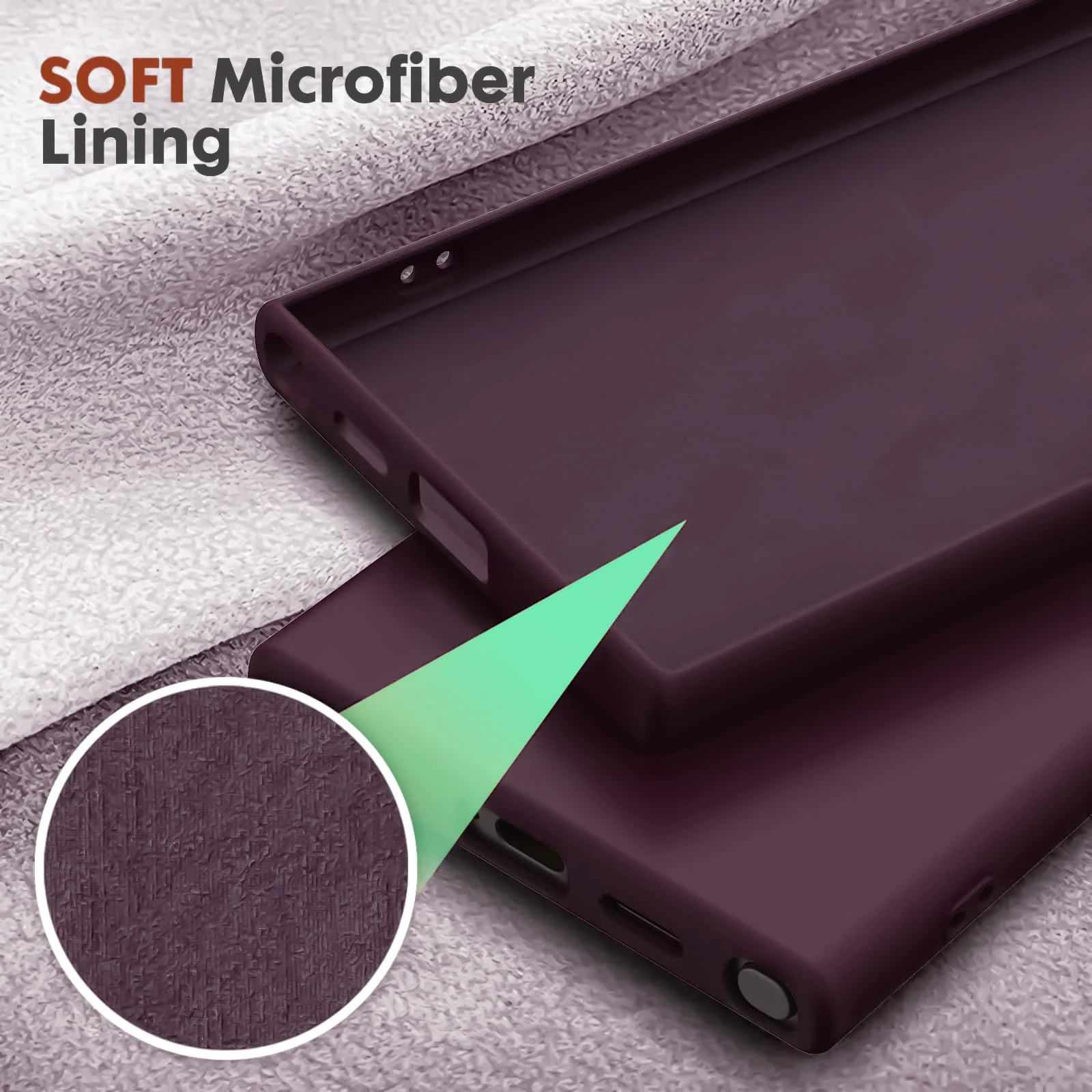 DL3 Mobilak Liquid Silicone Protective Case with Soft Microfiber Lining with Full Camera Protection for Samsung Galaxy S23 Ultra - Wine Red