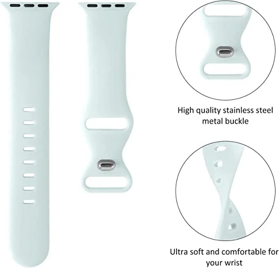 DL3 Mobilak Bands Compatible with Apple Watch Ultra 49mm 45mm 44mm 42mm 41mm 40mm 38mm, Replacement Soft Silicone Strap for iWatch Ultra 2 Series 9/8/7/6/5/4/3/2/1 SE (42MM/44MM/45MM/49MM) - Turquoise