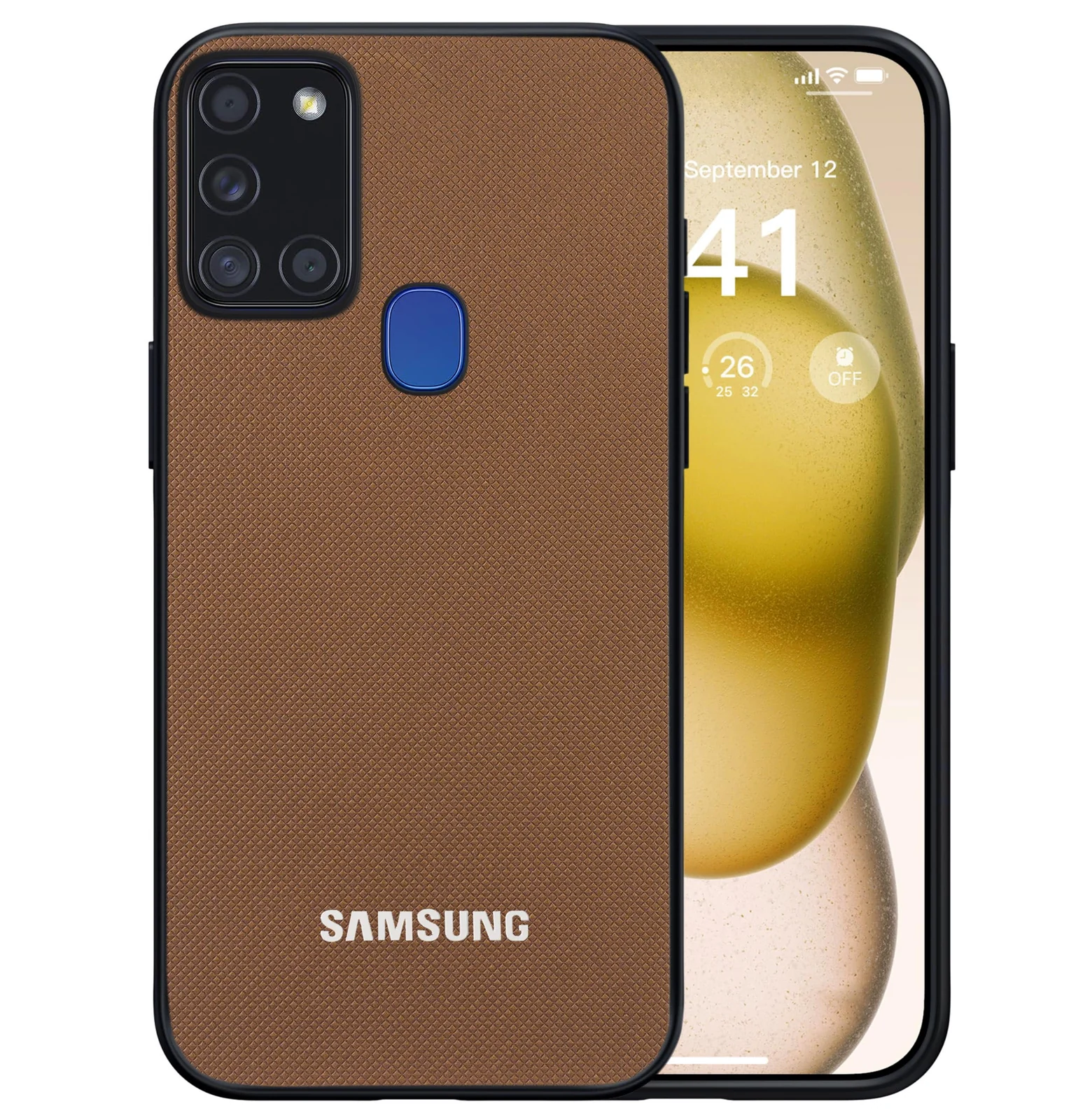 Dl3 Mobilak Compatible with Samsung Galaxy A21s Case Dual Layer Heavy Duty Cell Phone Protective Cover Shockproof Rugged with Non-Slip Textured - Black