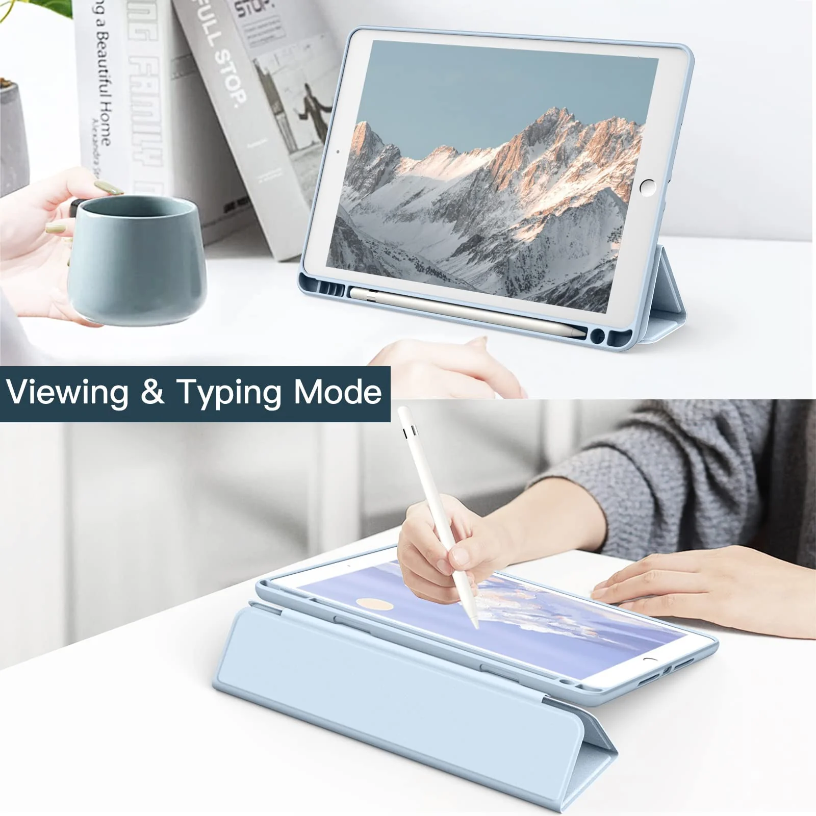 DL3 Mobilak Case for iPad 6th/5th Generation (9.7-inch, 2018/2017), iPad Pro 9.7 Inch Case 2016, iPad Air 2nd/1st, Clear Shockproof Back Cover Built-in Pencil Holder, Auto Sleep/Wake - Sky Blue