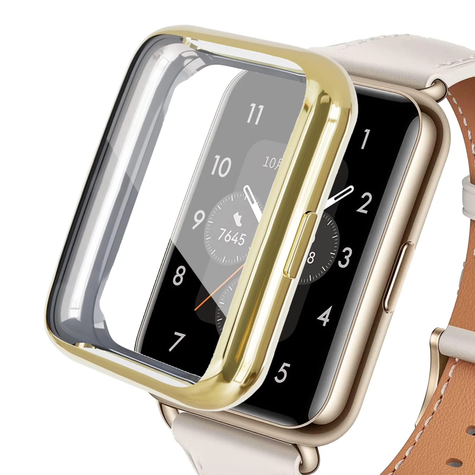 DL3 Mobilak Case Compatible with Huawei Watch Fit 2 Protective Case, Flexible TPU Full Protection Screen Protector Cover Scratch-Resistant Screen Protector Case For Huawei Fit 2 - Gold