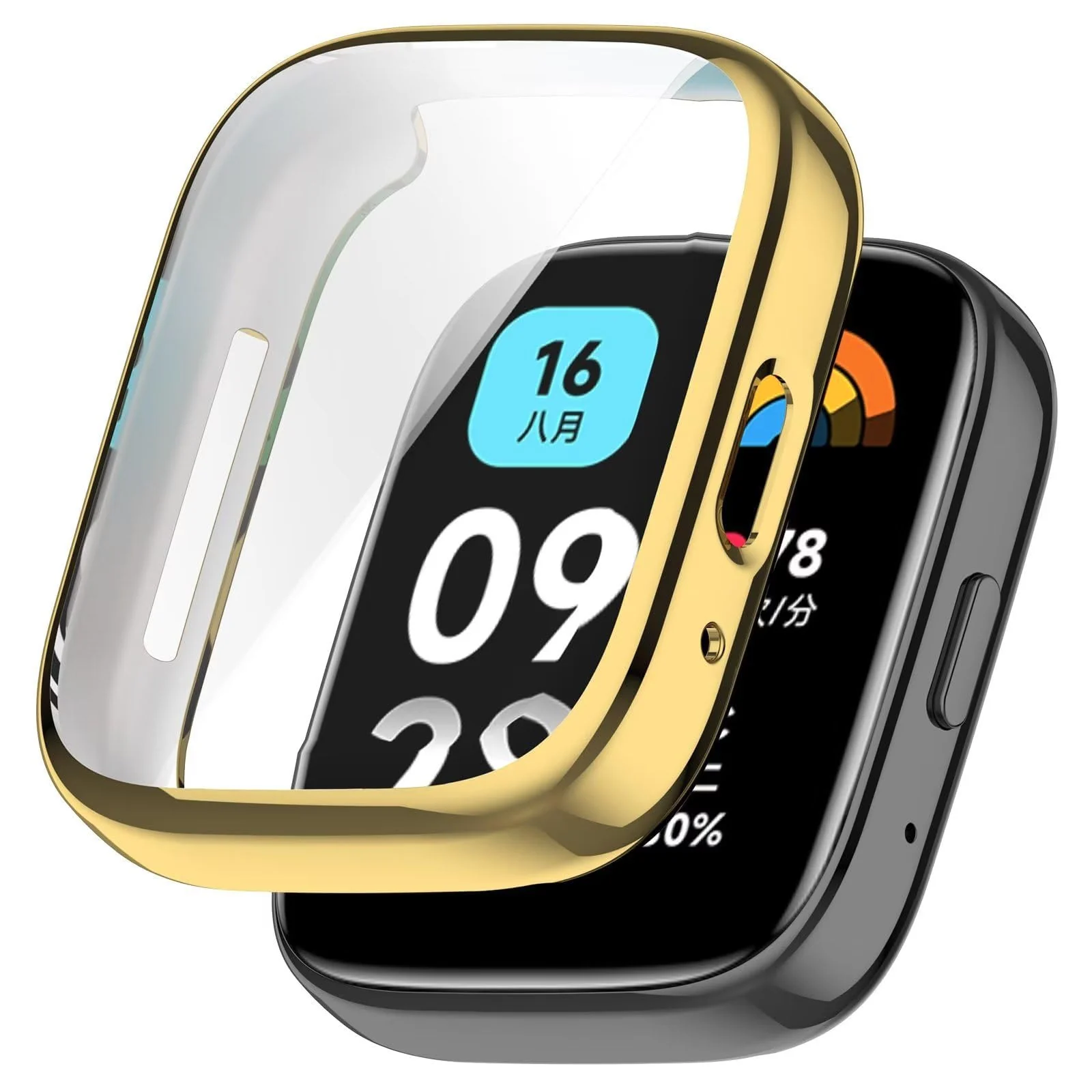 DL3 Mobilak Case for Xiaomi Redmi Watch 3 Lite/Redmi Watch 3 Active All-Around with Built-in Screen Protector Watch Soft TPU Shockproof Cover Slim Guard Thin Bumper Shell Protector