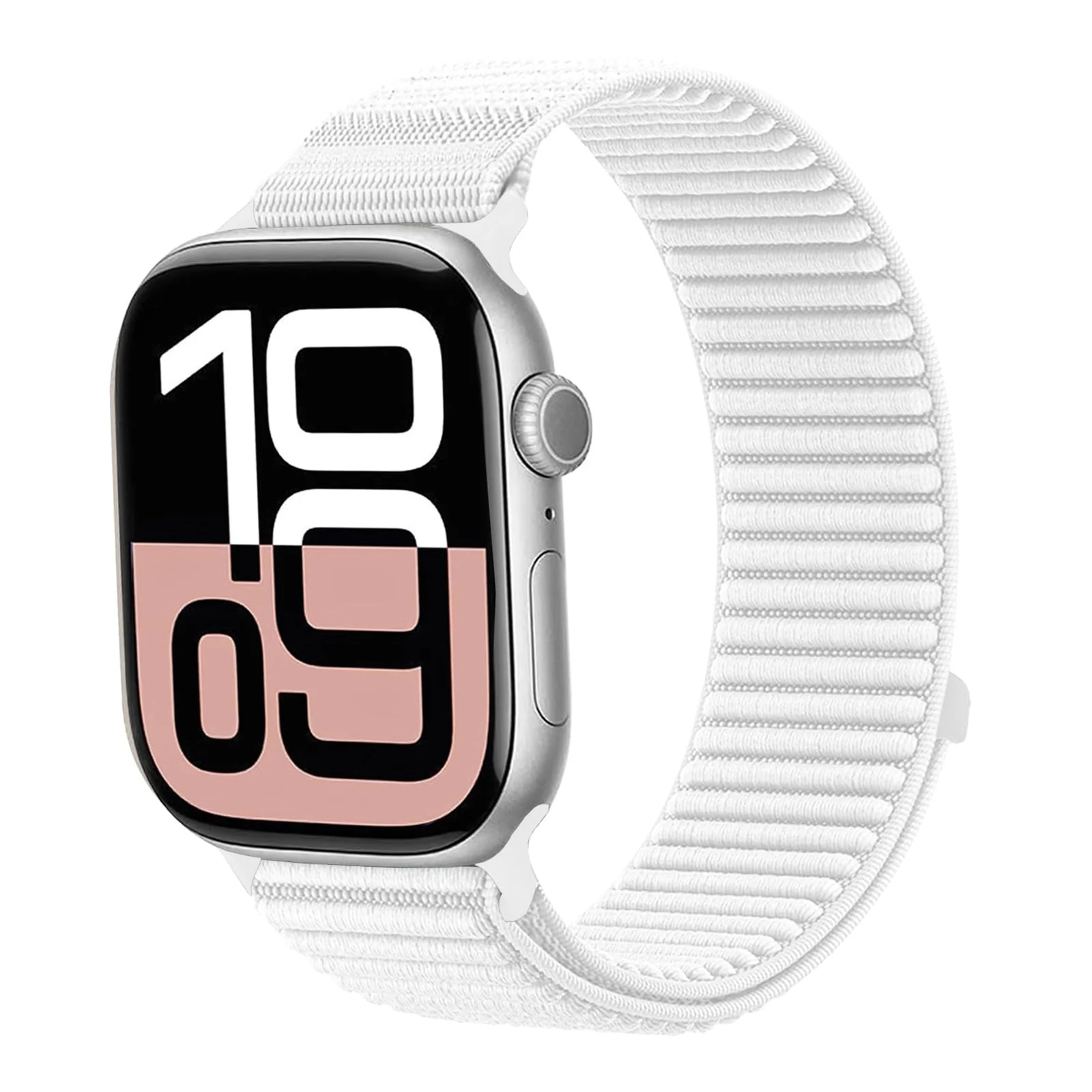 DL3 Mobilak Nylon Loop Sport Band Compatible with Apple Watch Band 49mm 46mm 45mm 44mm 42mm Men Women, Stretchy Strap Elastic Fabric Wristband for iWatch Series 11 10 9 8 7 6 5 4 SE3 SE2 SE Ultra 3 2 1 - White