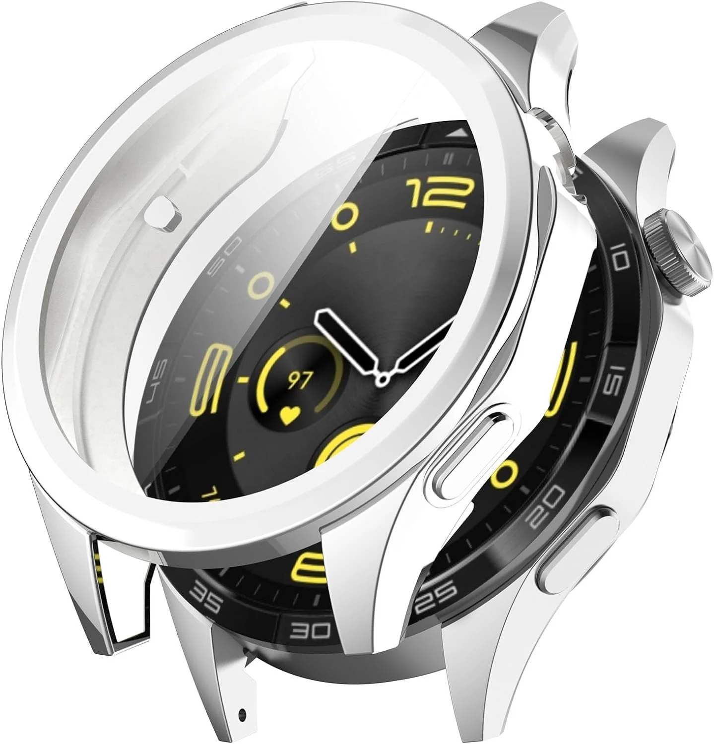 DL3 Mobilak Case Compatible with Huawei Watch GT4 46MM Case All-Around Screen Protector Watch Soft TPU Shockproof Cover Slim Guard Thin Bumper Shell Protector - Sliver