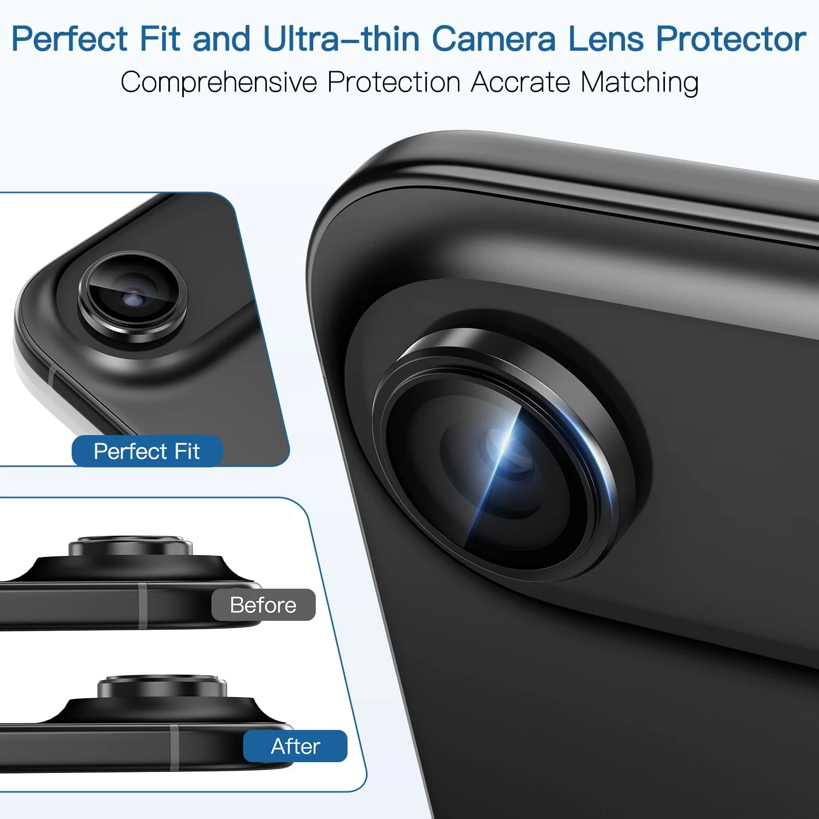 DL3 Mobilak Camera Lens Protector for iPhone Air / 17 Air 6.5-Inch Accessories, 9H Tempered Glass Metal Individual Ring Camera Cover Screen Protector, Case Friendly, Anti Scratch - Black
