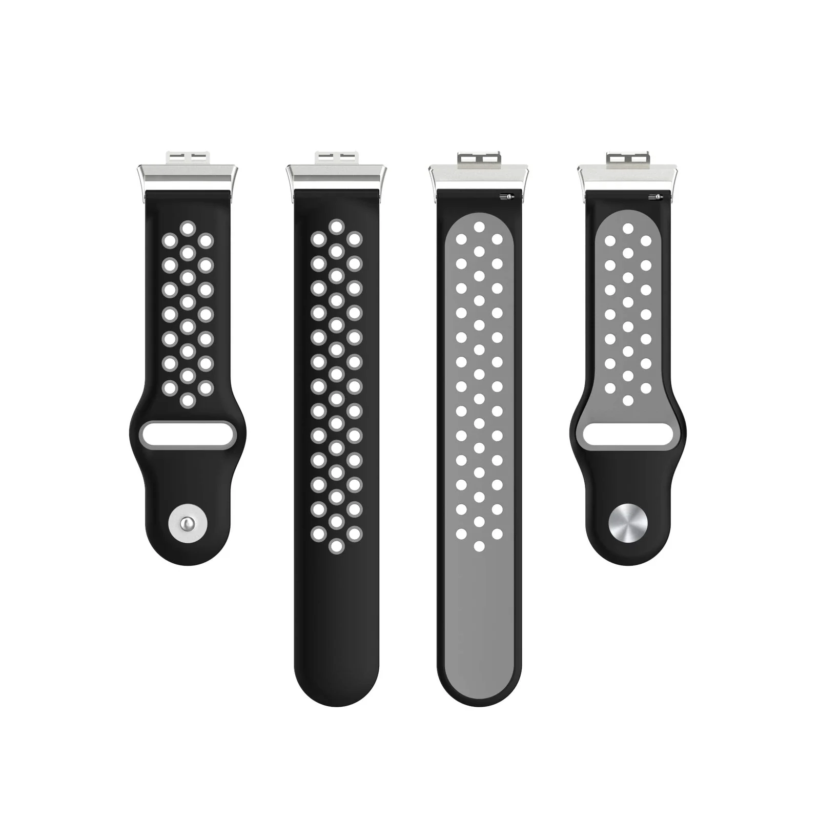 DL3 Mobilak Sport Strap Compatible with Huawei Watch Fit & Huawei Watch Fit New & Huawei Watch Fit Elegant, Breathable Silicone Double Hole Snap Buckle Band - Black & Gray