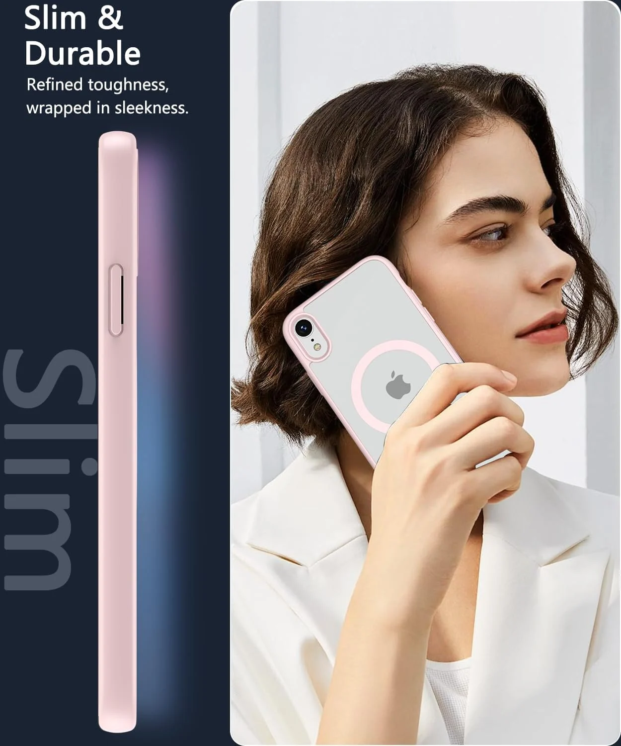 DL3 MOBILAK Case Magnetic Crystal Clear for iPhone XR 6.1-Inch, [Compatible with MagSafe] Slim Phone Case Thin Cover - Pink