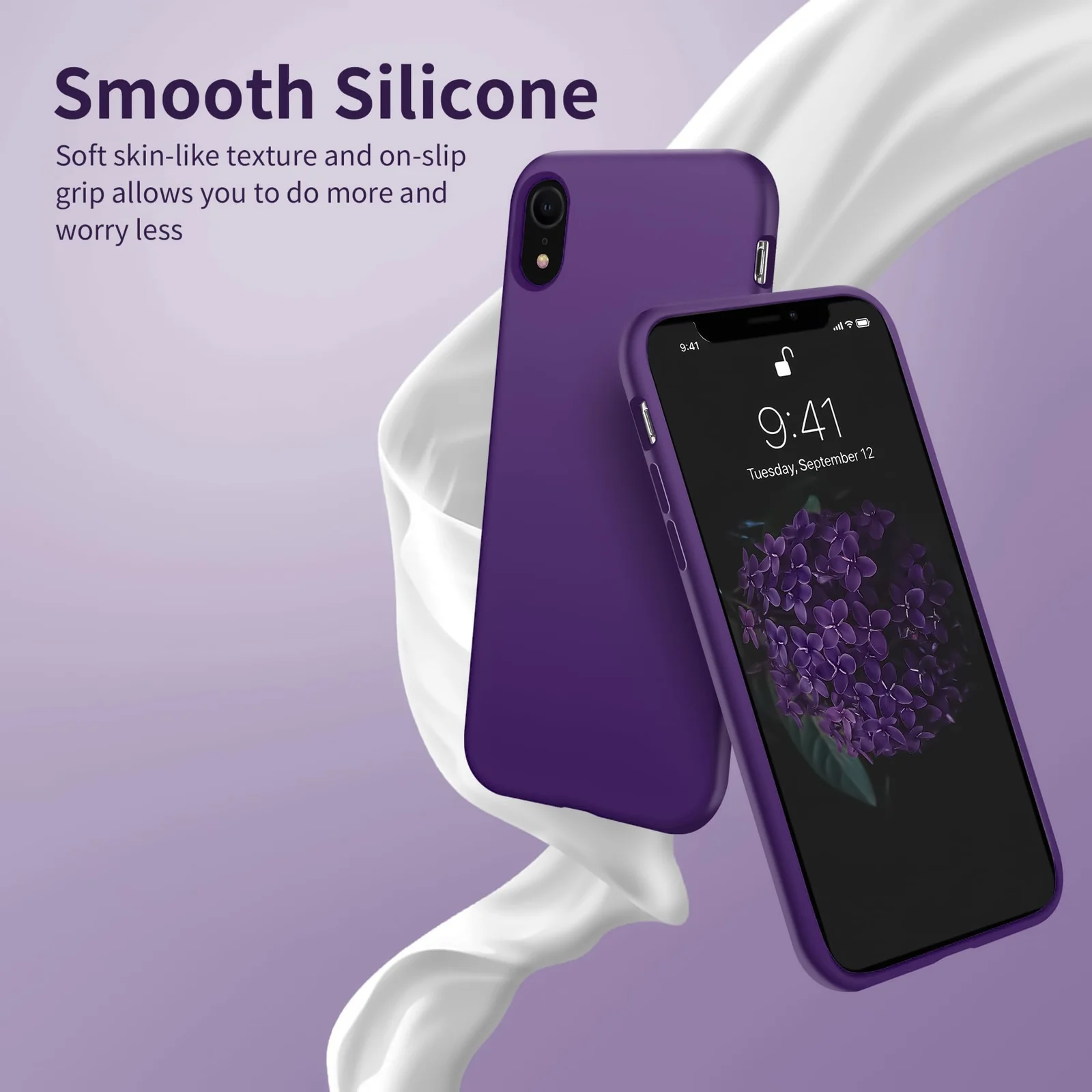 DL3 Mobilak Liquid Silicone Case for iPhone XR, Shock-absorbing protection, Scratch-resistant surface, Soft microfiber lining - Violet