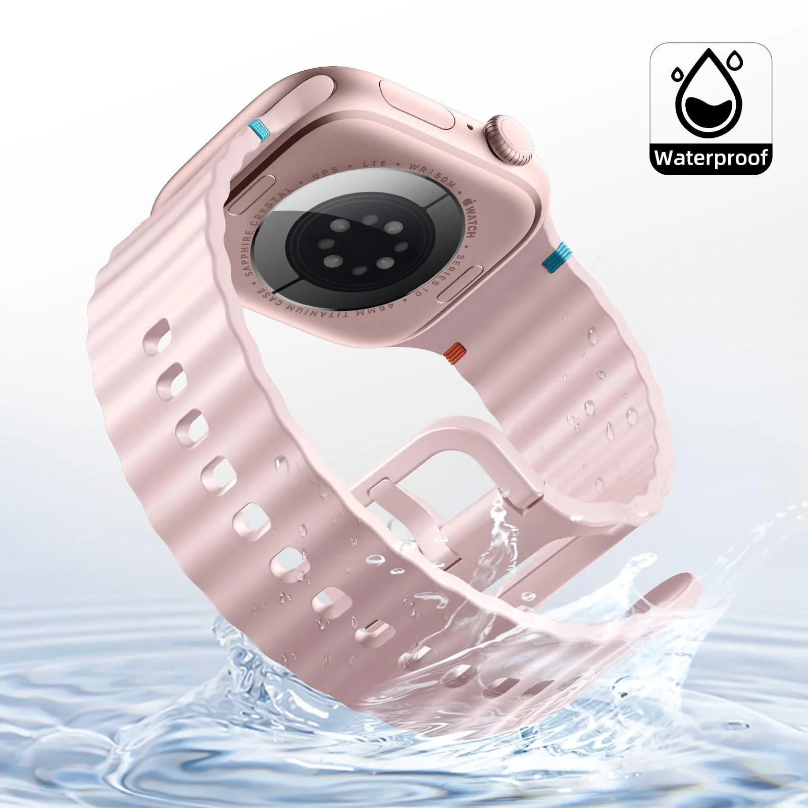 DL3 Mobilak Sport Strap for Apple Watch 49mm (Ultra 3/2/1) 46mm 45mm 44mm 42mm for Women Men, Soft Silicone Replacement Strap for iWatch Series 11/10/9/8/7/6/5/4/3/2/1/SE 3 2 1 - Pink