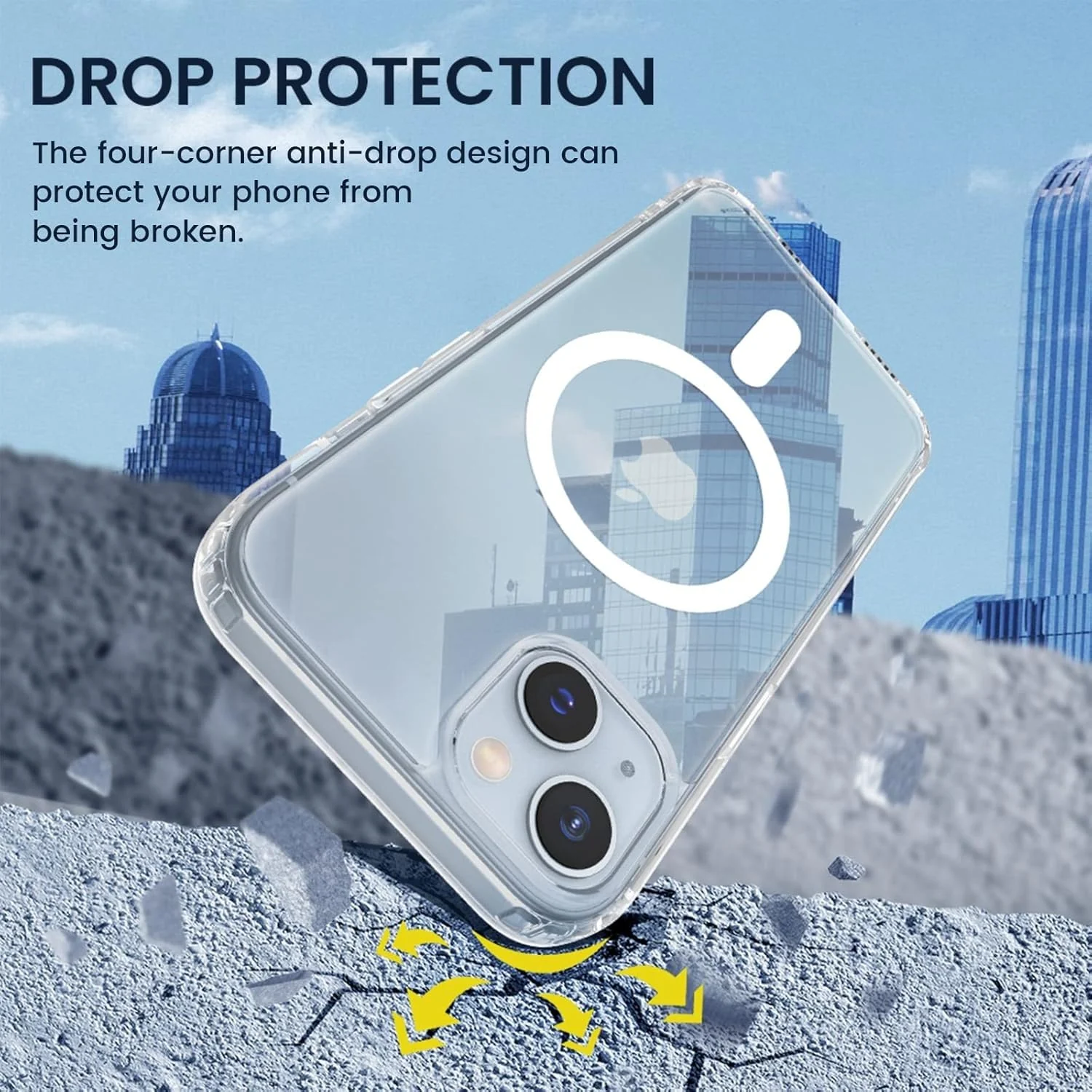 DL3 Mobilak for iPhone 13 Case & iPhone 14 Case [Compatible with MagSafe] [Strong Magnet] [Non-Yellowing] Magnetic Slim Thin Bumper Phone Cover, Lightweight, and Durable - Clear