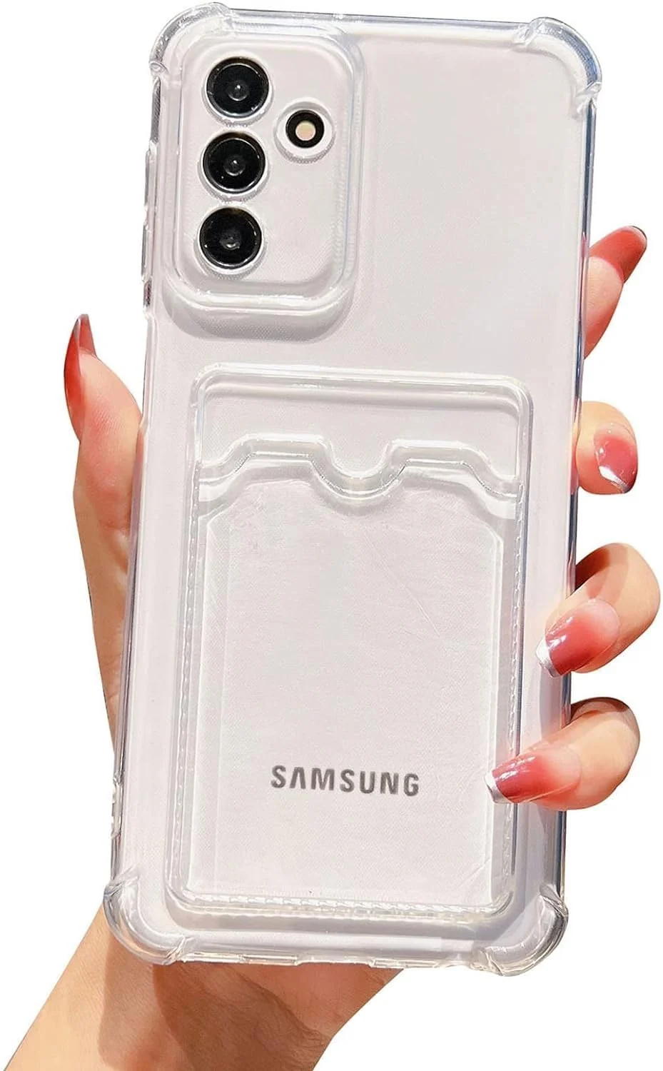 DL3 Mobilak Clear TPU Card Holder Case for Samsung Galaxy A15 5G with Camera Protection and Shockproof Design - Transparent