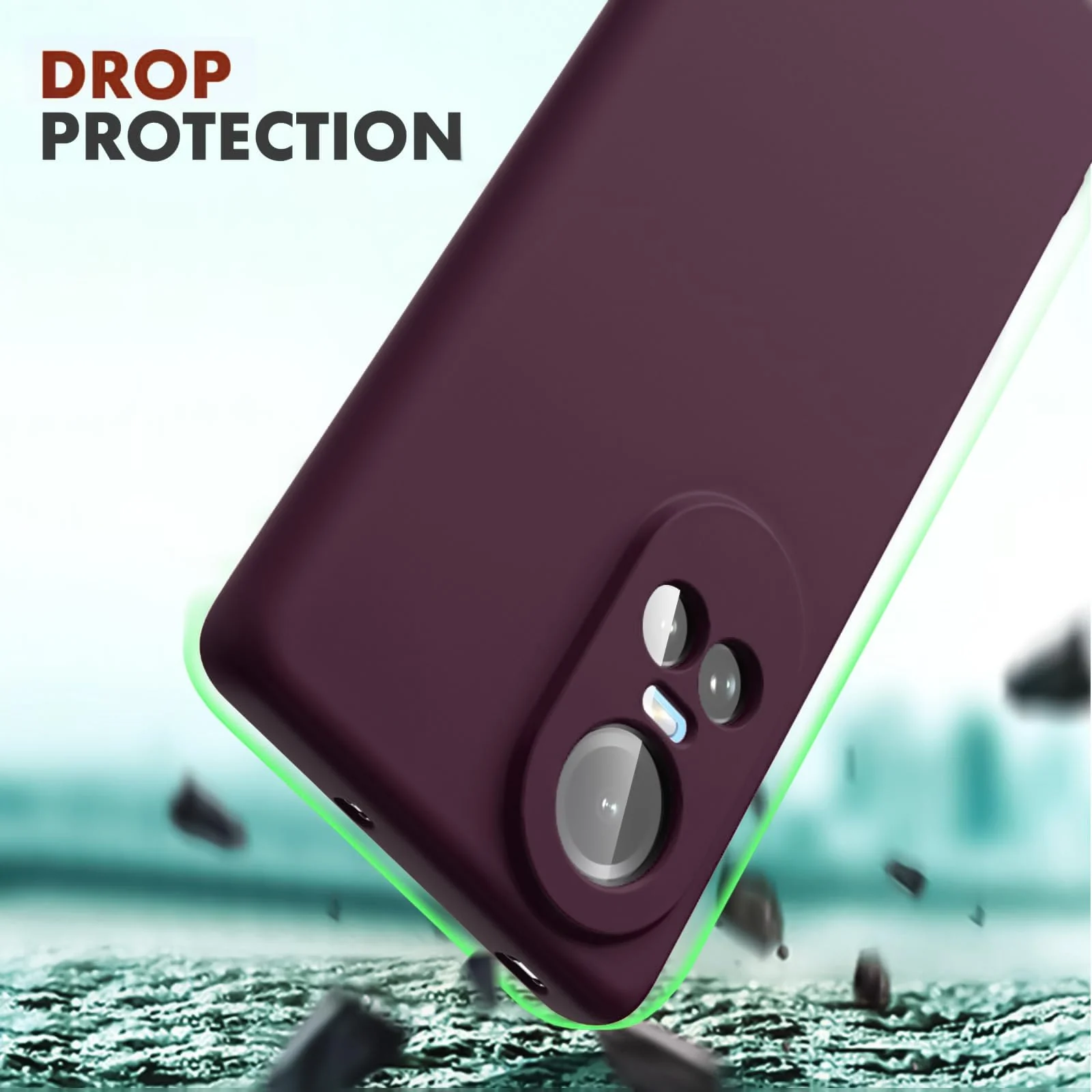 DL3 Mobilak Liquid Silicone Case for OPPO Reno 10, Shock-absorbing protection, Scratch-resistant surface, Soft microfiber lining - Wine Red