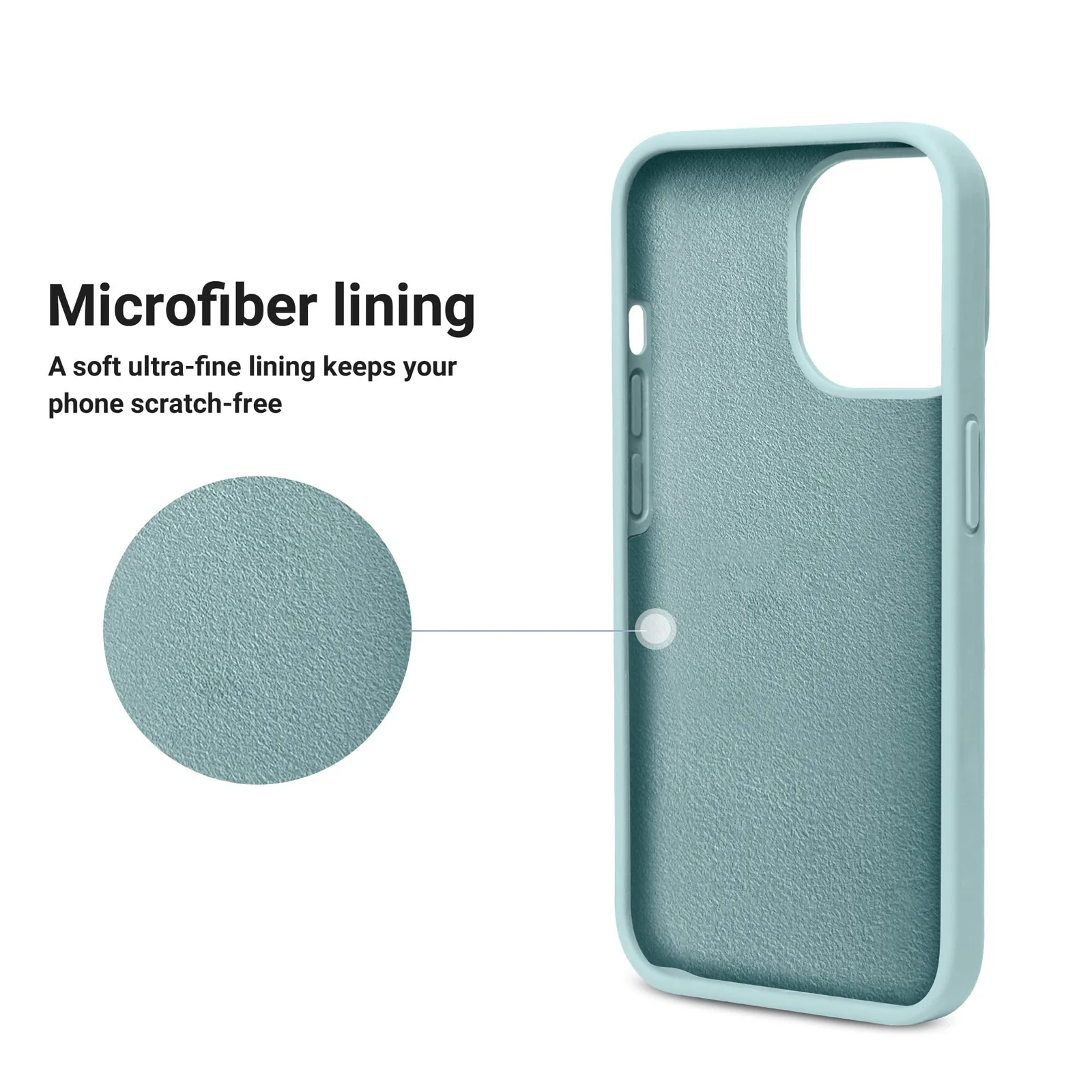 DL3 Mobilak Liquid Silicone Protective Case for iPhone 15 with Camera Protection and Microfiber Lining - Mint Green