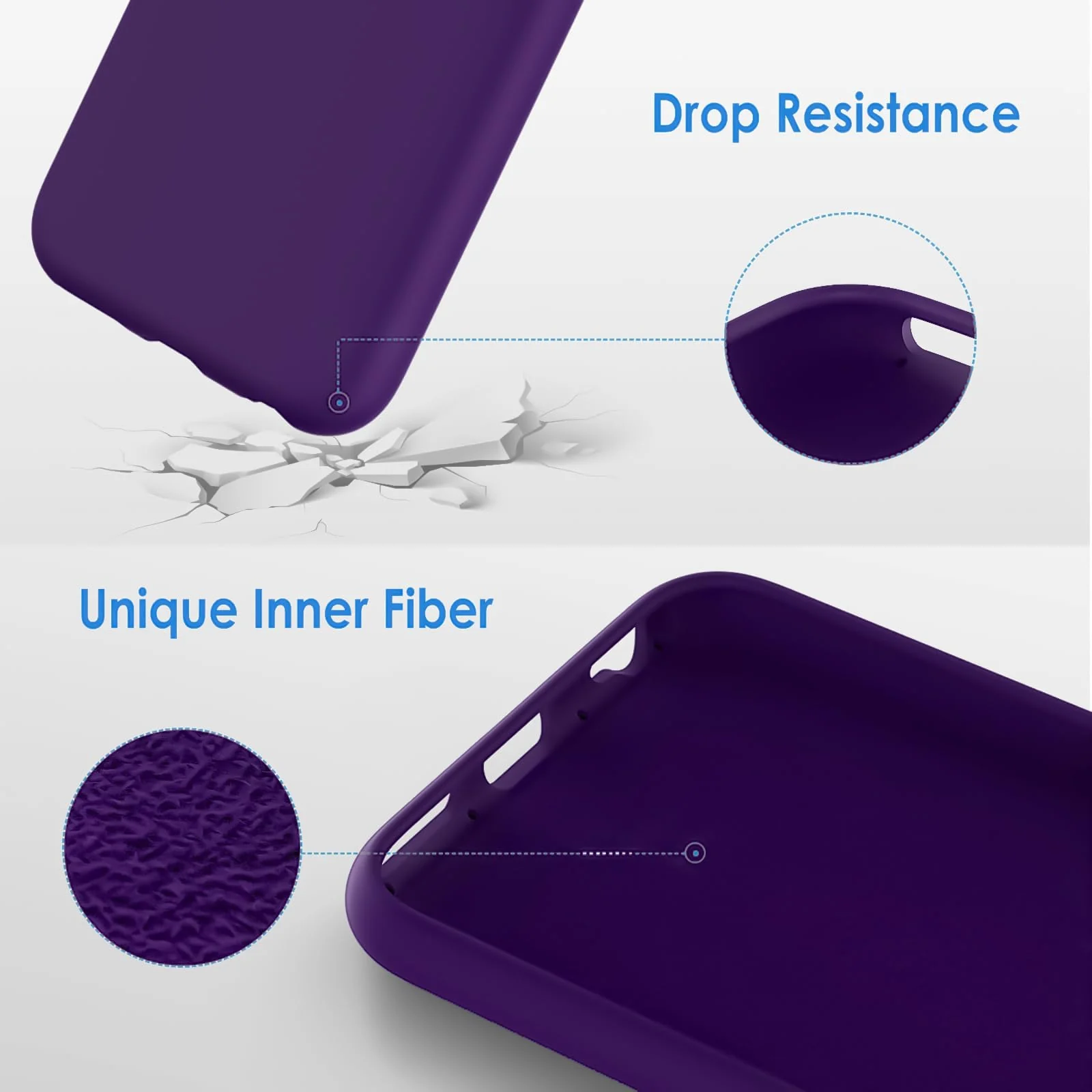 DL3 Mobilak Liquid Silicone Protective Case for iPhone 6 / 6S with Camera Protection and Microfiber Lining - Violet