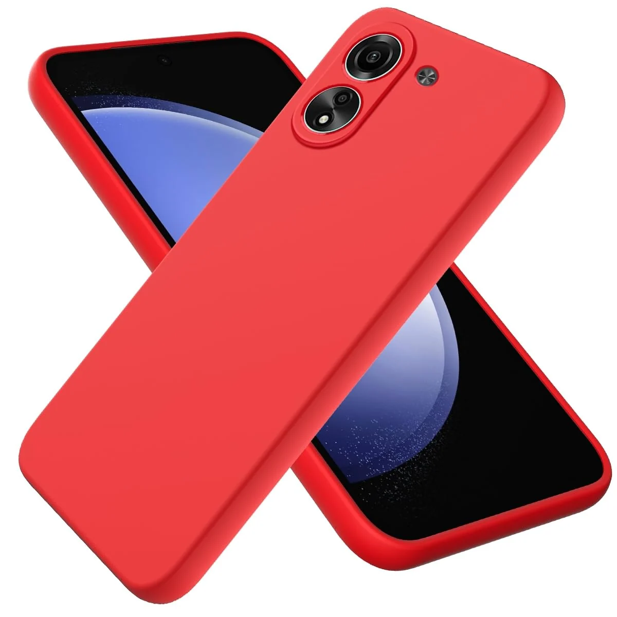 DL3 Mobilak Soft Silicone Protective Case for Xiaomi Redmi 13C with Microfiber Lining and Shockproof Design - Red