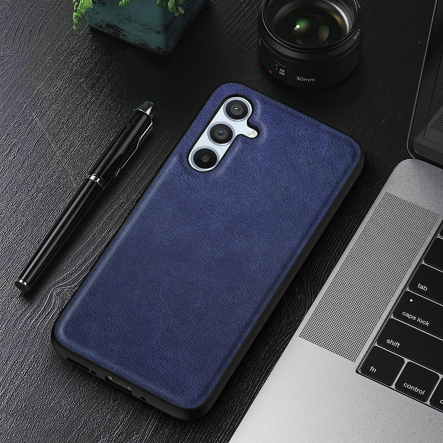 DL3 Mobilak Leather Protective Case for Samsung Galaxy A14 5G / 4G, Shock-absorbing protection, Scratch-resistant surface, Non-slip grip - Blue