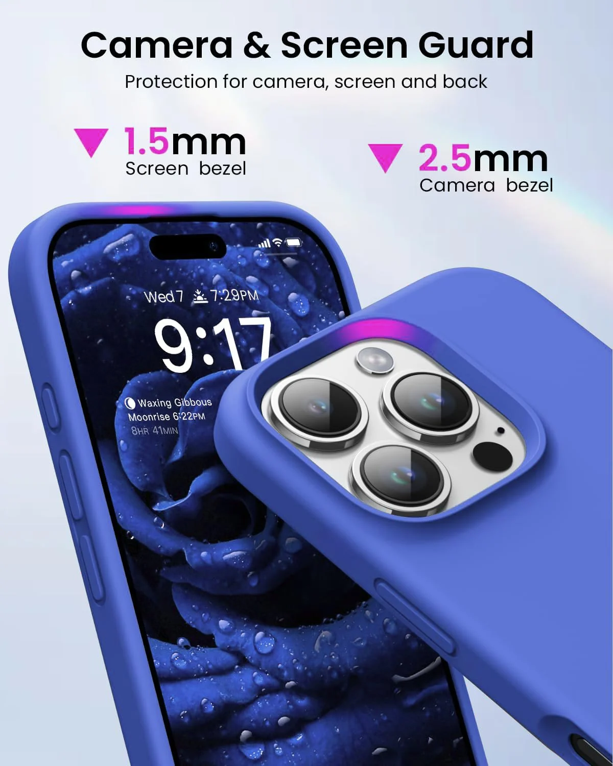 DL3 Mobilak Liquid Silicone Protective Case with Soft Microfiber Lining for iPhone 16 Pro - Light Blue 2