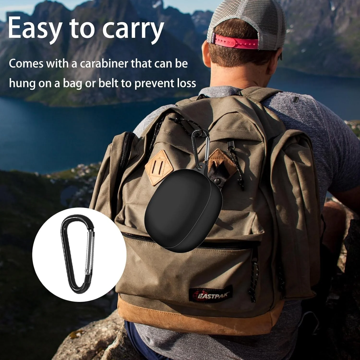 DL3 Mobilak Compatible with Anker Soundcore Liberty 4 Pro Case Cover, Soft Silicone Shockproof Protective Wireless Earbuds with Carabiner, Front LED Visible - Red