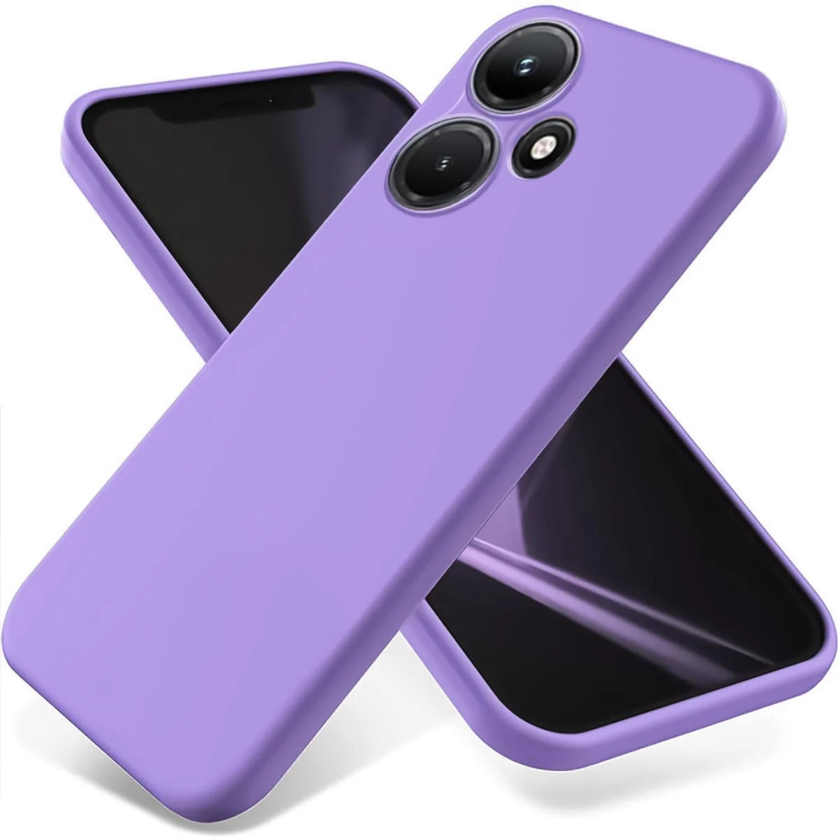 DL3 Mobilak Liquid Silicone Protective Case with Soft Microfiber Lining with Full Camera Protection for Infinix Hot 30i - Light Purple