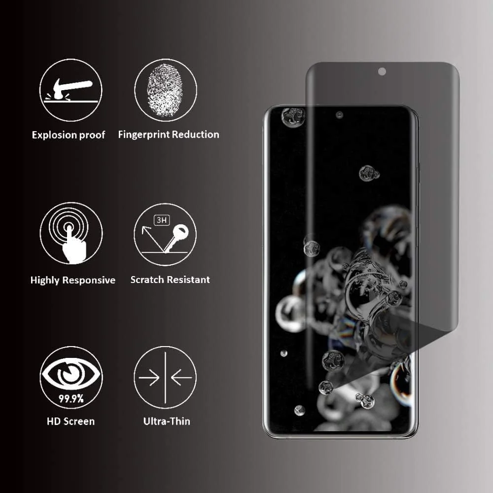 DL3 Mobilak Samsung Galaxy S20 Plus Privacy Screen Protector, Anti-Spy 9H Hardness Tempered Glass Film [Case Friendly] [Bubble Free] - Black