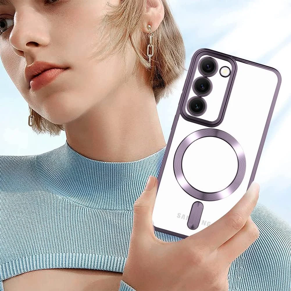 DL3 Mobilak Clear MagSafe-Compatible Magnetic Case for Samsung Galaxy S20 FE with Camera Protection and Shockproof Design - Deep Purple