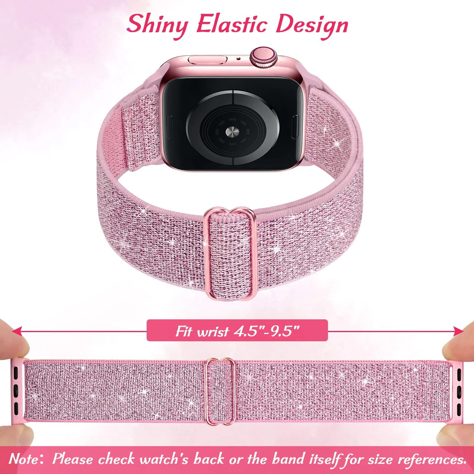 DL3 Mobilak Nylon Solo Loop Stretchy Straps For Apple Watch Band 49mm 45mm 44mm 42mm 41mm 40mm 38mm, Elastic Wristbands for Series 8 Ultra 7 6 5 4 3 2 1 Se (Rose, 42MM/44MM/45MM/49MM) - Rose Pink