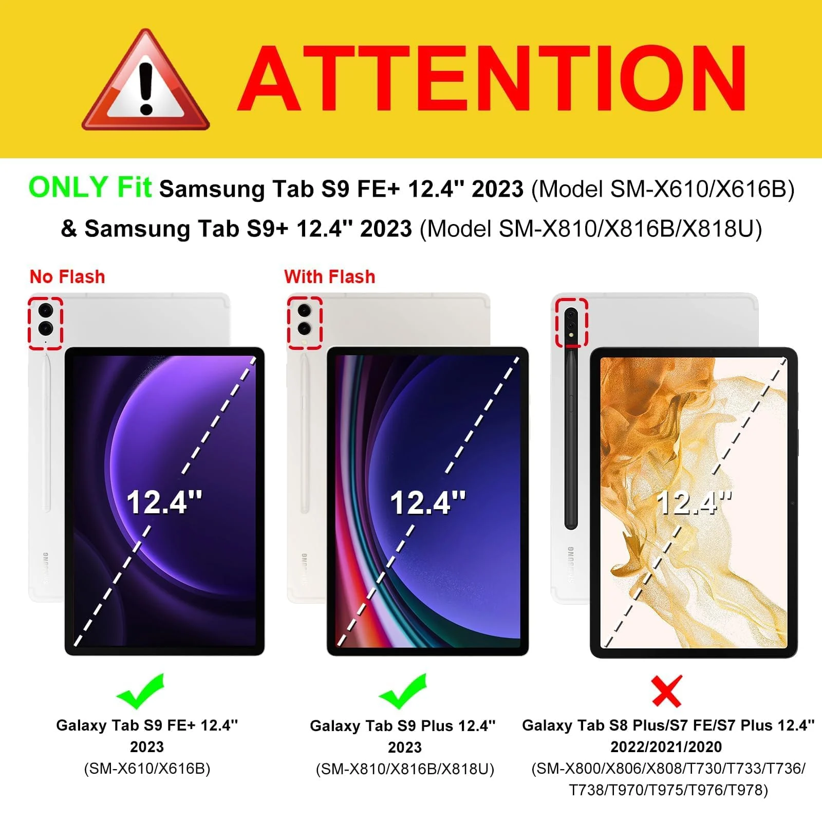 DL3 Mobilak Case Compatible with Samsung Galaxy Tab S9+ Plus/Galaxy Tab S9 FE+ Plus 12.4 Inch 2023, Ultra Thin Silicone Shockproof Back Shell HD TPU Protective Cover - Clear