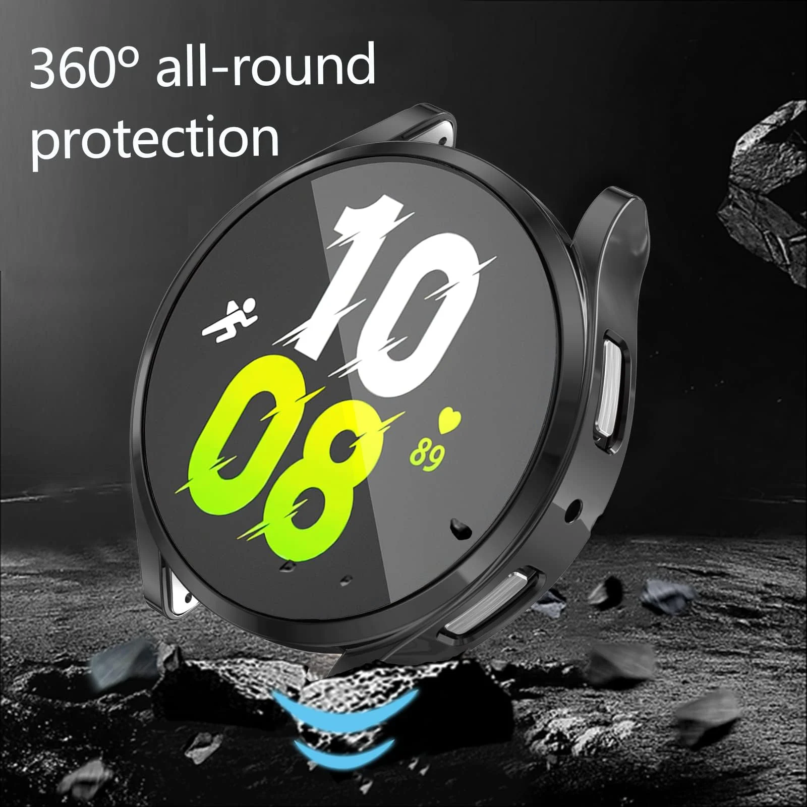 DL3 Mobilak Case Compatible with Samsung Galaxy Watch 5 Pro 45mm Case All-Around Watch Soft TPU [Frame Only] Shockproof Cover Slim Guard Thin Bumper Shell Protector - Black