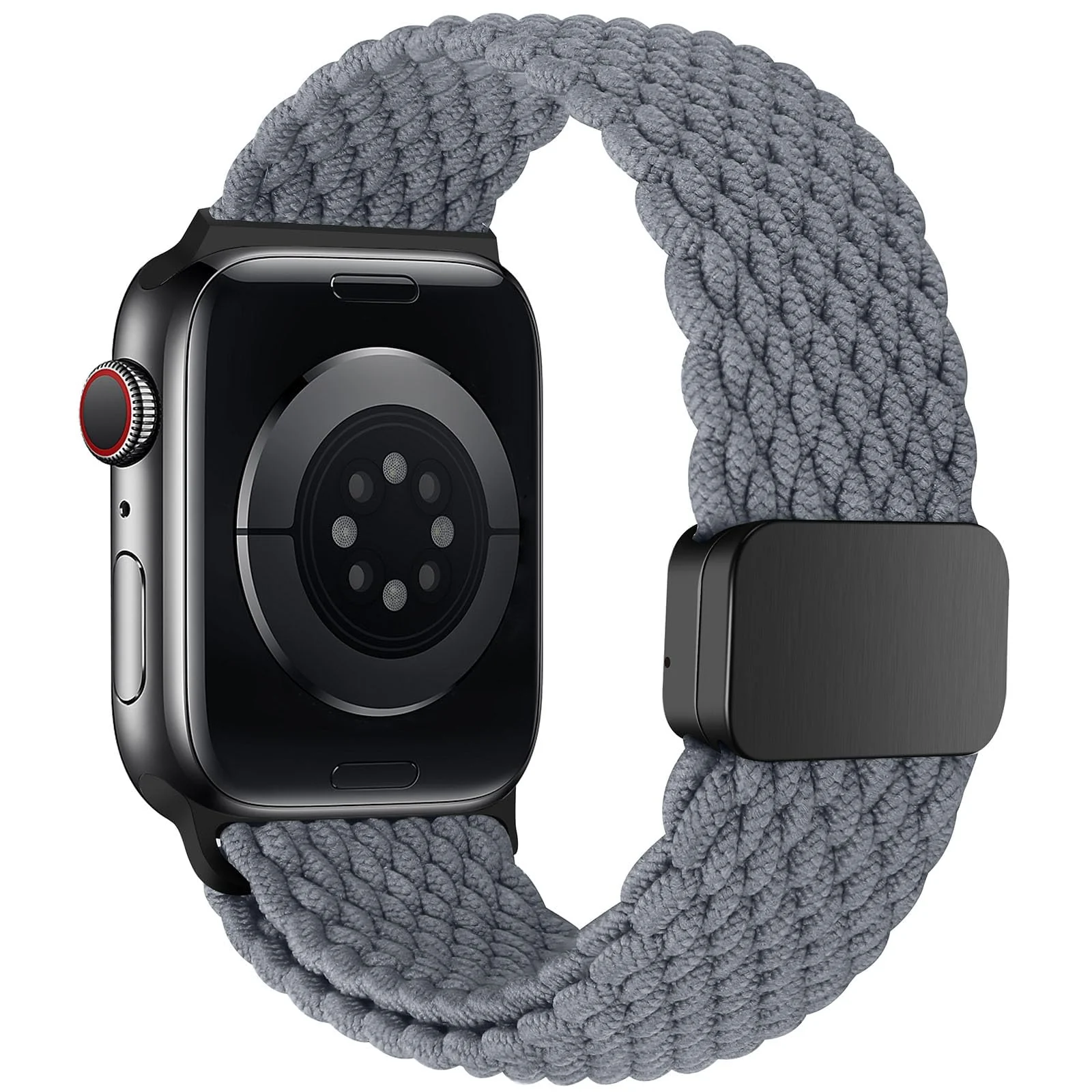 DL3 Mobilak Sport Solo Loop Compatible with Apple Watch Band 42mm 44mm 45mm 46mm 49mm for Women Men, Magnetic Strap Stretchy Braided Wristband for iWatch Series 11 10 9 8 7 6 5 4 3 Ultra 3 2 1 SE SE2 - Grey