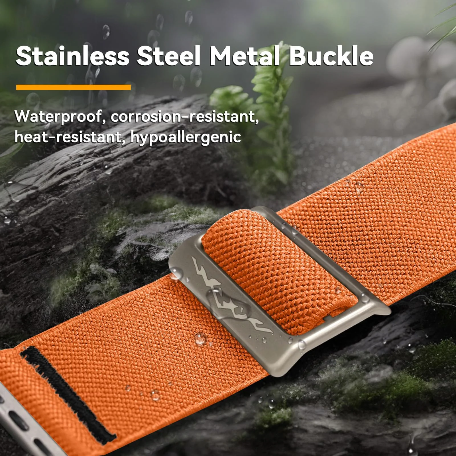 DL3 Mobilak Solo Loop Nylon Band Compatible with Apple Watch Ultra 2/Ultra Band 49mm 45mm 46mm 44mm 42mm for Men Women, Soft Fabric Braided Elastic Sport Strap for iWatch Series SE 10/9/8/7/6/5/4 - Orange