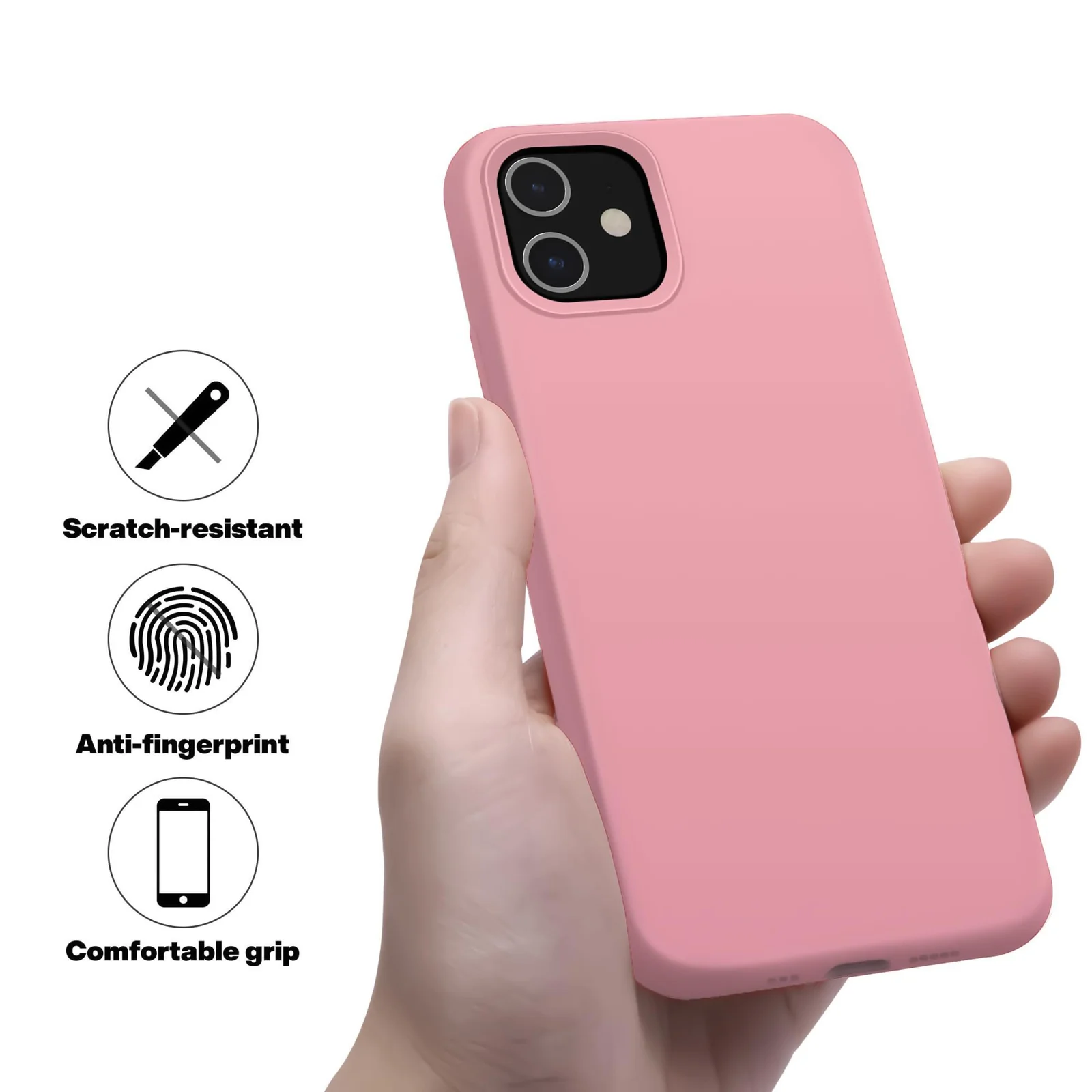 DL3 Mobilak Liquid Silicone Case for iPhone 11 (6.1 Inch), Shock-absorbing protection, Scratch-resistant surface, Soft microfiber lining - Pink
