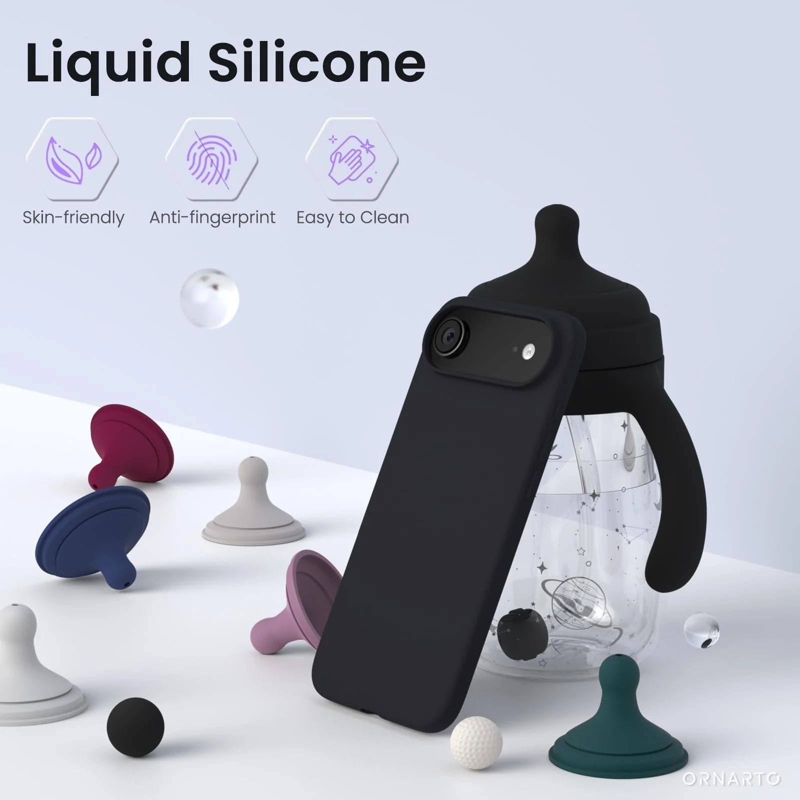 DL3 Mobilak Liquid Silicone Protective Case for iPhone 17 Air 6.5-Inch with Microfiber Lining and Shockproof Design - Black