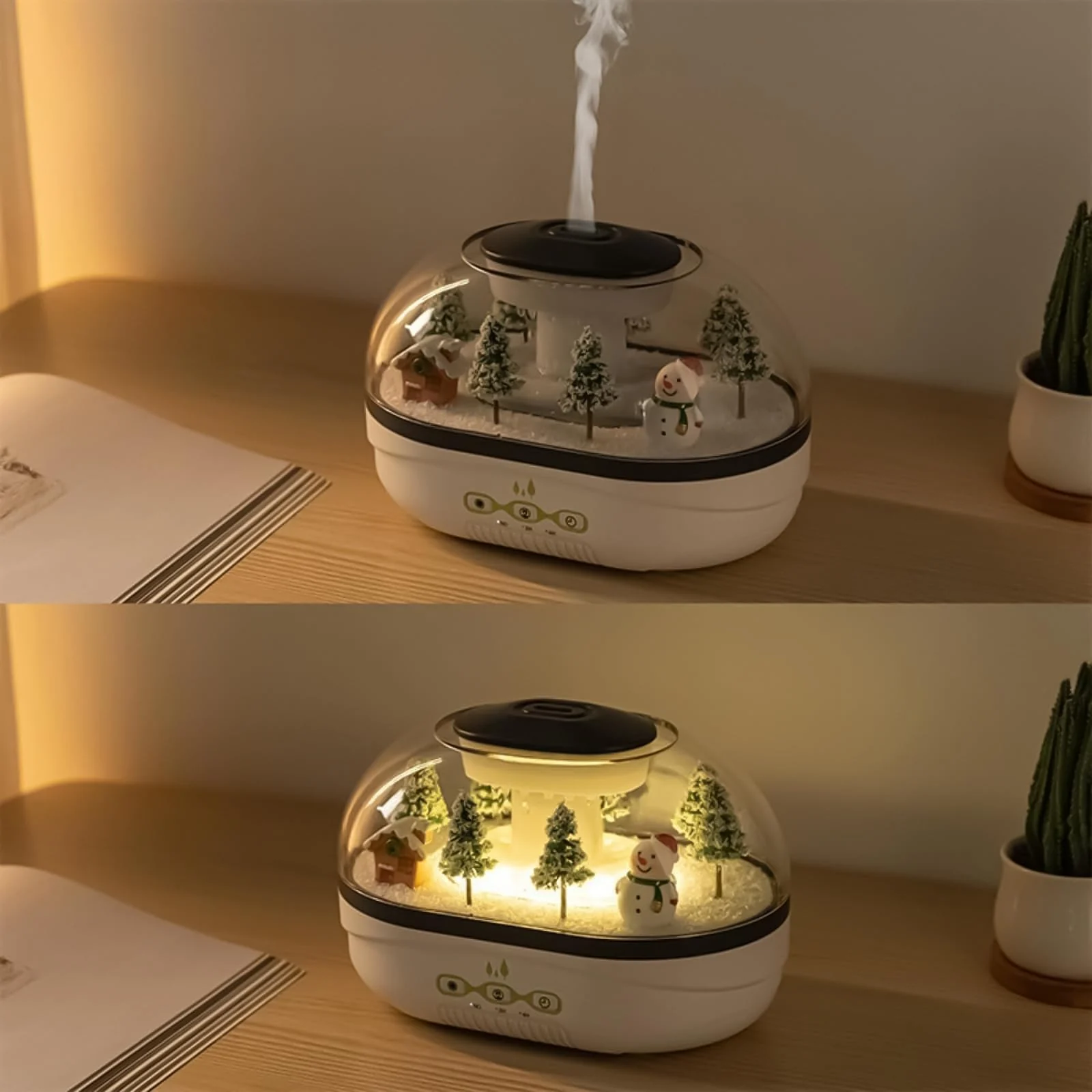 MOBIGON Raindrop Aroma Diffuser 400ML Humidifier | Quiet operation, 2/4H Timer, Warm Night Light, Fine Mist, Creative Micro Landscape Design, Auto Shut-Off for Office Home, Bedroom,Yoga,Meditation - Style-2