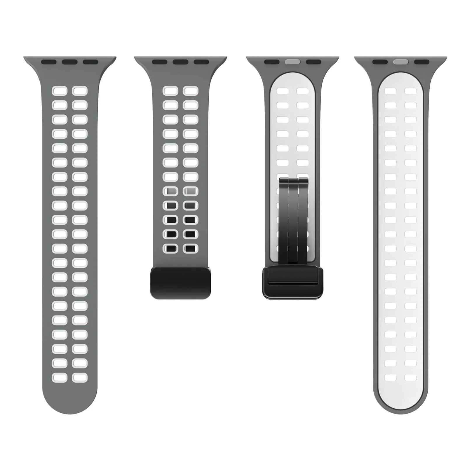 DL3 Mobilak Compatible with Apple Watch Ultra Band 49mm 45mm 44mm 42mm 41mm 40mm 38mm, Silicone Strap with Magnetic for iWatch Ultra SE Series 9 8 7 6 5 4 3 2 1 (38mm/40mm/41mm) - Gray White
