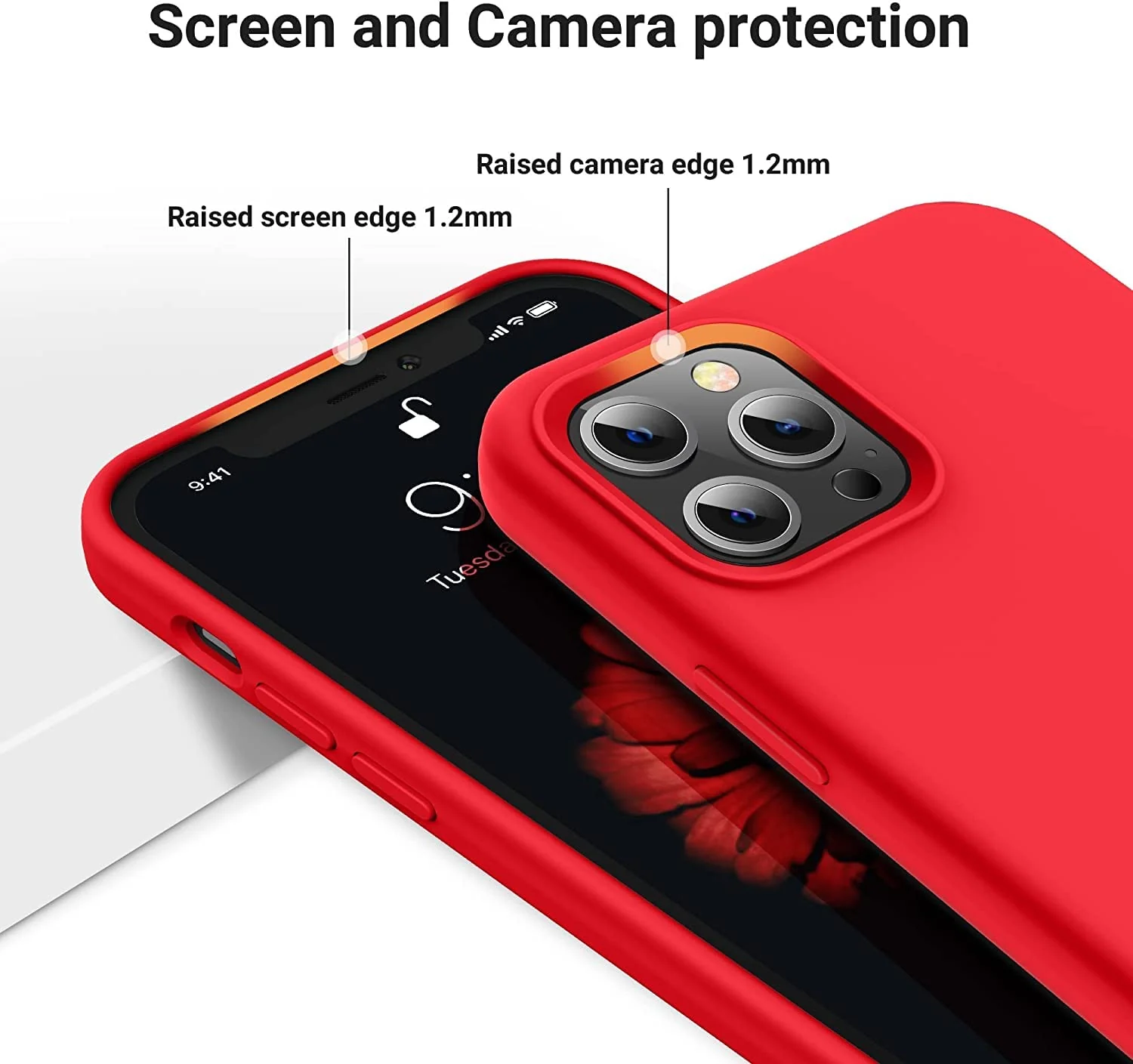 DL3 Mobilak Liquid Silicone Protective Case for iPhone 11 Pro (5.8 Inch) with Camera Protection and Microfiber Lining - Red