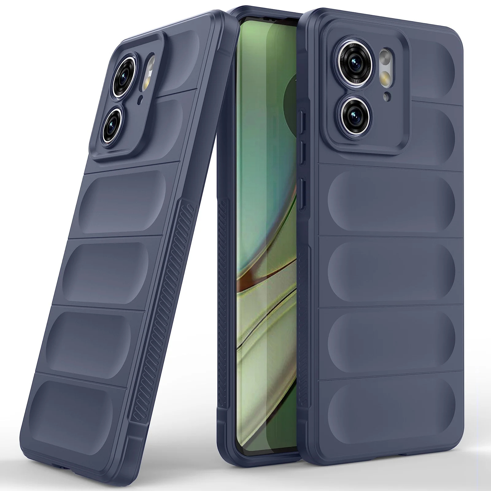 DL3 Mobilak Silicone Case for Motorola Edge 40 5G Heavy Duty Protective [Slim Fit] Shockproof Soft Flexible Protective Design Shock-Absorption TPU Cover With Camera Protection - Blue