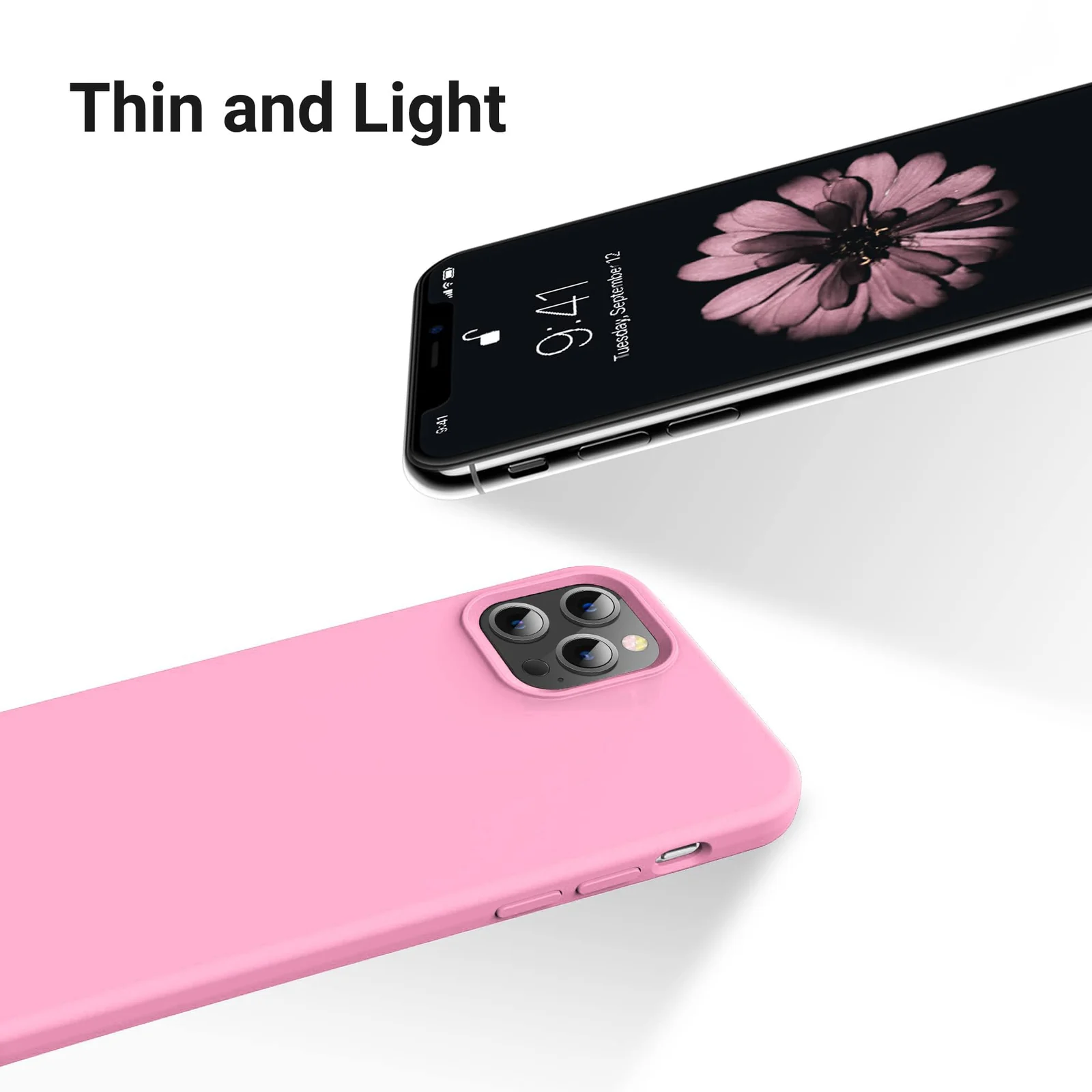 DL3 Mobilak Liquid Silicone Protective Case for iPhone 14 Pro Max (6.7 Inch) with Camera Protection and Microfiber Lining - Pink 3