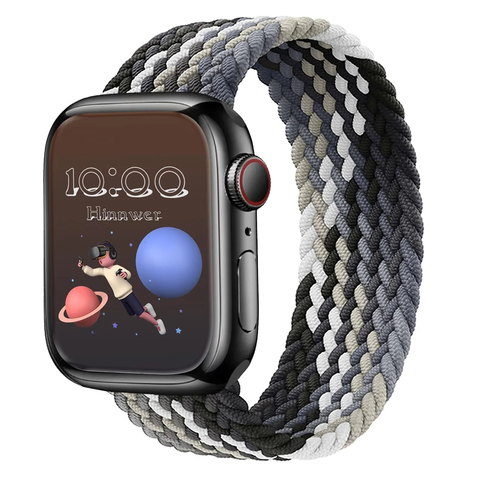 Medium — DL3 Mobilak Braided Solo Loop Band For Apple Watch Band 49mm 45mm 44mm 42mm, Replacement Wristband Nylon Strap for iWatch Series SE 9/8/7/6/5/4/3/2/1/Ultra/Ultra 2 (Medium) - Black Green White