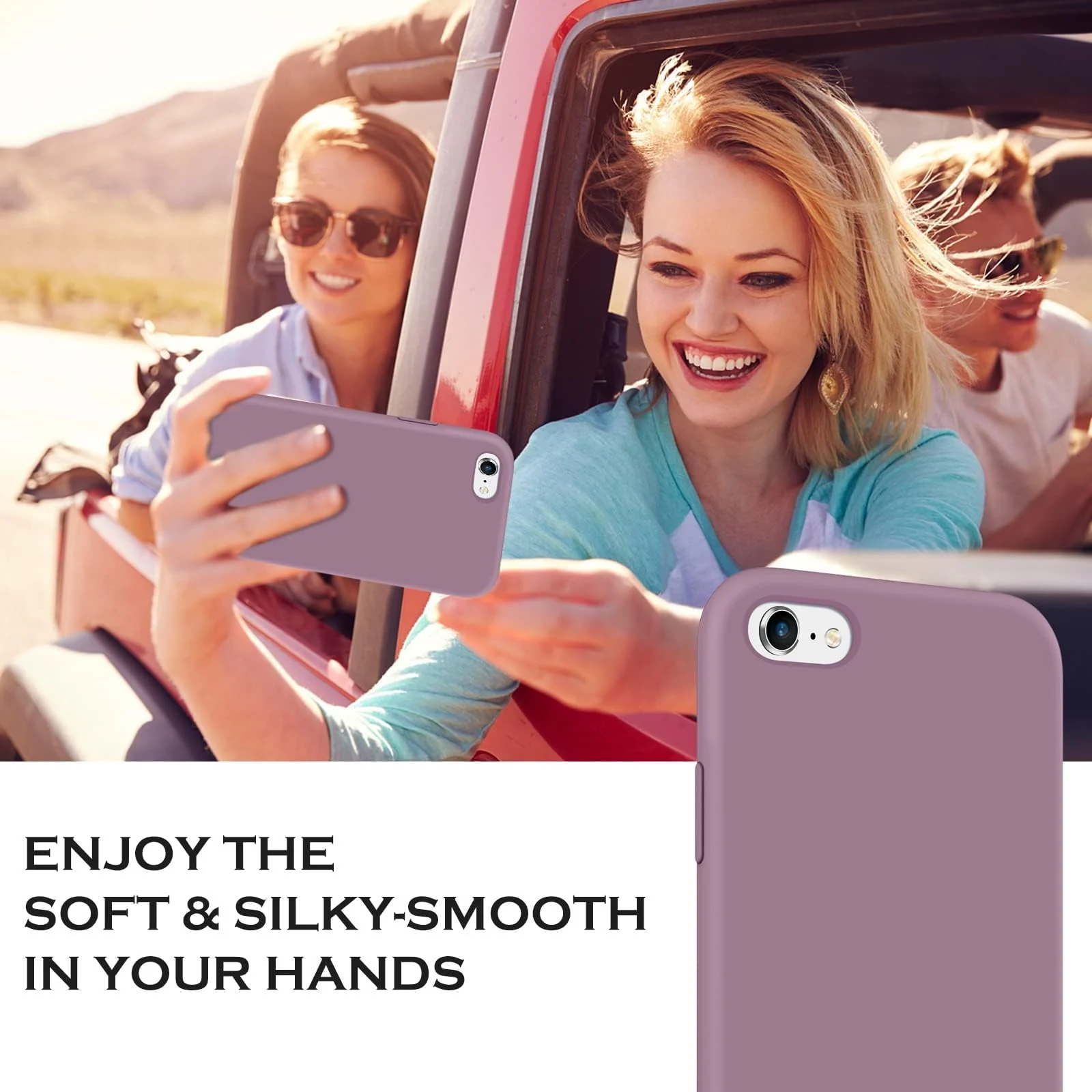 DL3 Mobilak Liquid Silicone Protective Case for iPhone 6 Plus / 6S Plus with Camera Protection and Microfiber Lining - Lilac Purple