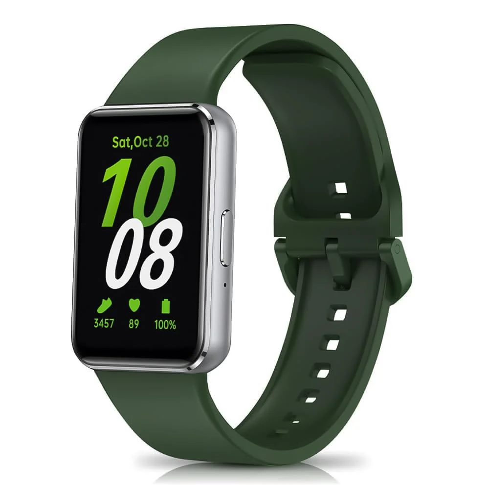 DL3 Mobilak Compatible with Samsung Galaxy Fit 3 Band, Adjustable Length Wristband Bracelet Soft Silicone Accessory Replacement Strap for Samsung Galaxy Fit 3 for Women Men - Green