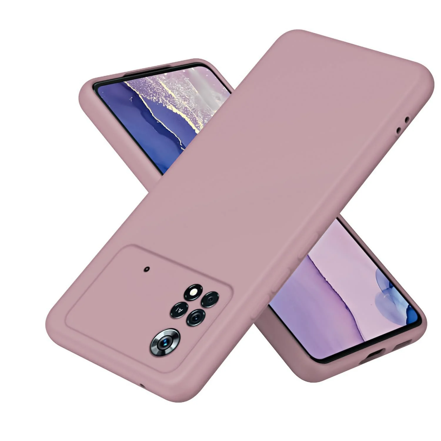 DL3 Mobilak Liquid Silicone Protective Case with Soft Microfiber Lining with Full Camera Protection for Xiaomi Poco X4 Pro 5G - Cashmere